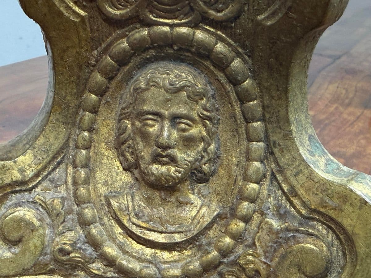 Antique Half Floor Length Table Lamp of Solid Brass + Fortuny Shade - Thumbnail 11