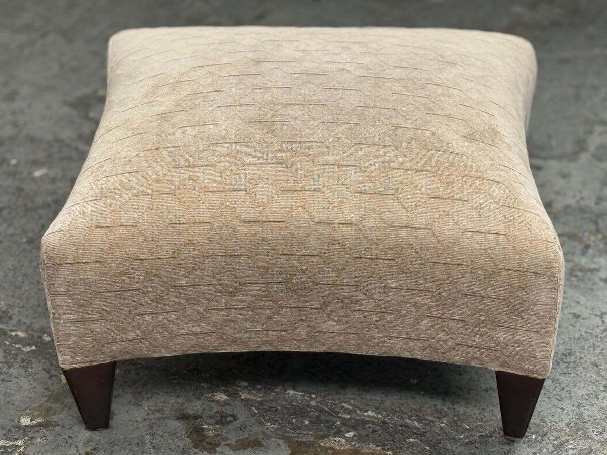 Custom Design Taupe Chenille Patterned Ottoman - Thumbnail 8