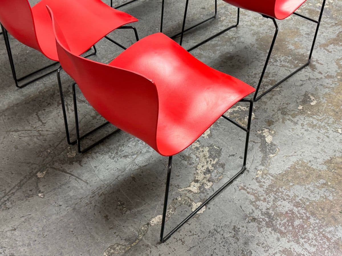 Circa 1998 Massimo Vignelli for Knoll Red Handerkerchief Chairs, Set of Five - Thumbnail 8