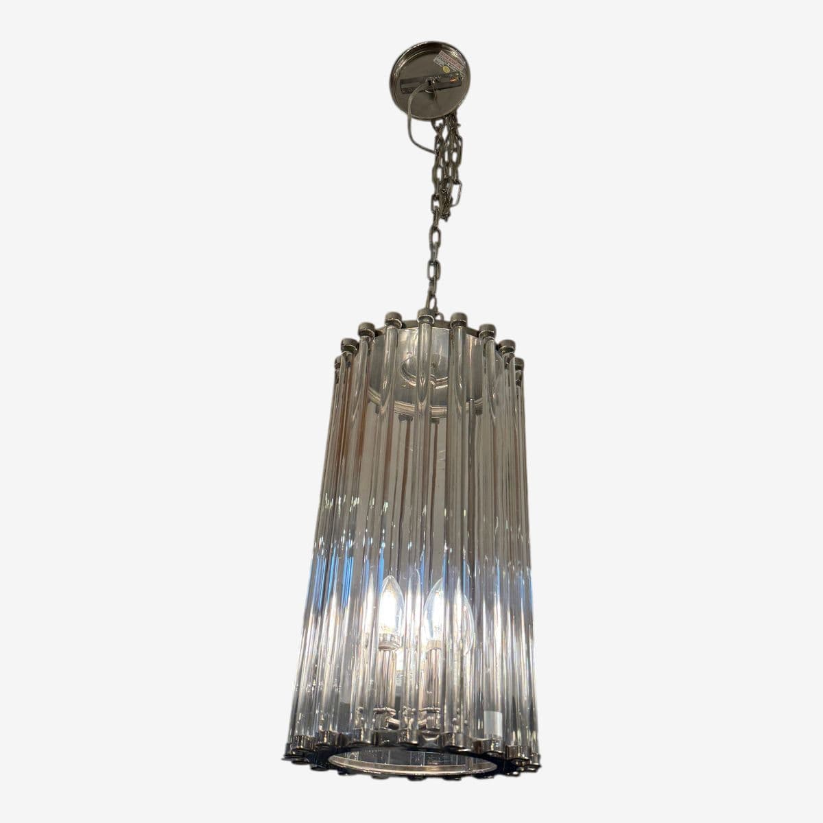 Robert Abbey Cole Nickel + Glass Rod 5 Light Pendant - Image 1
