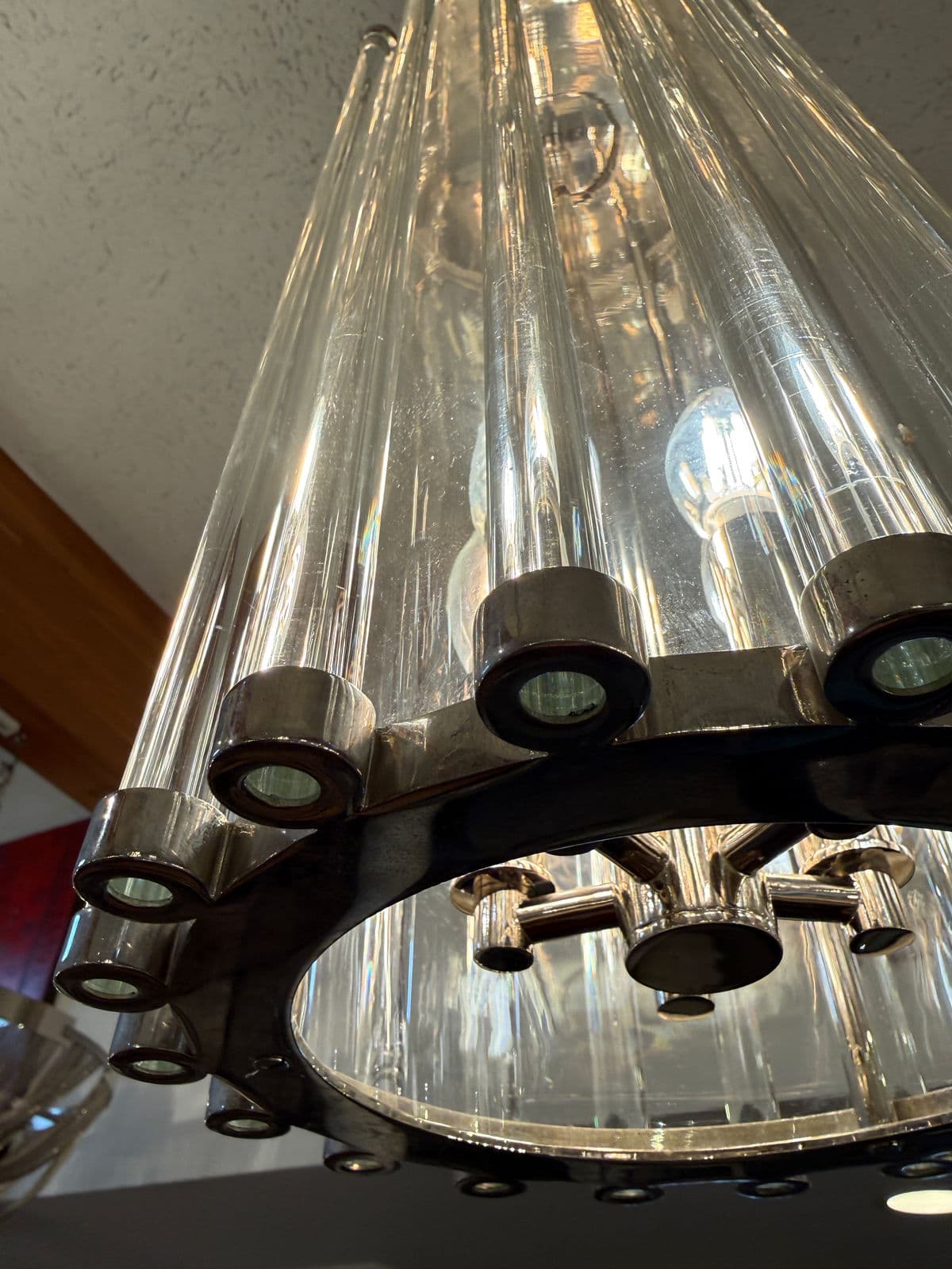 Robert Abbey Cole Nickel + Glass Rod 5 Light Pendant - Thumbnail 6