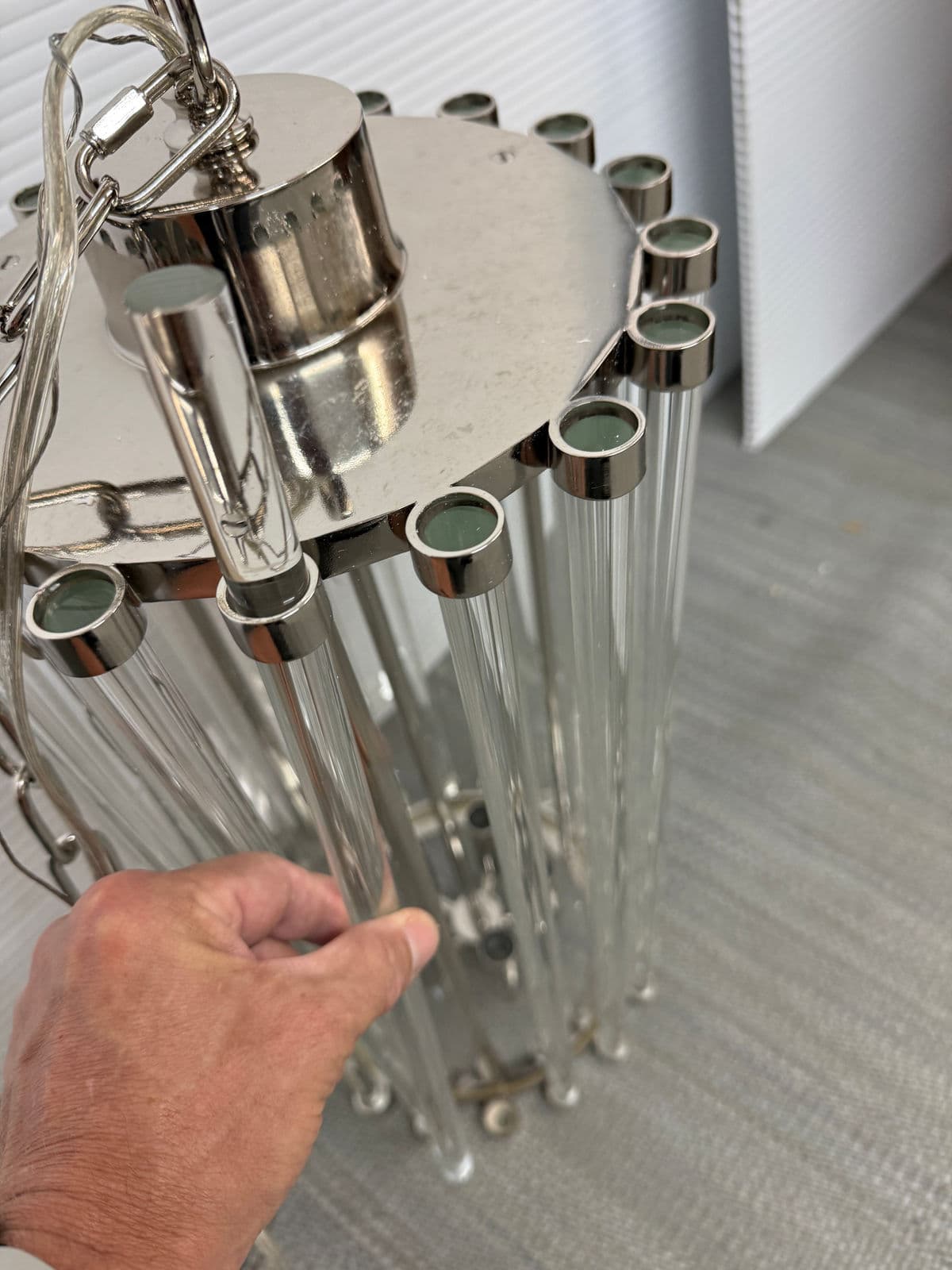 Robert Abbey Cole Nickel + Glass Rod 5 Light Pendant - Thumbnail 13