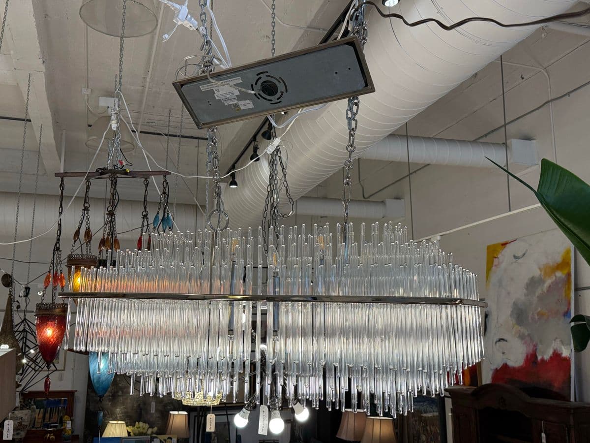 William Sonoma Metropolitan Linear Glass Rod Chandelier - Thumbnail 4