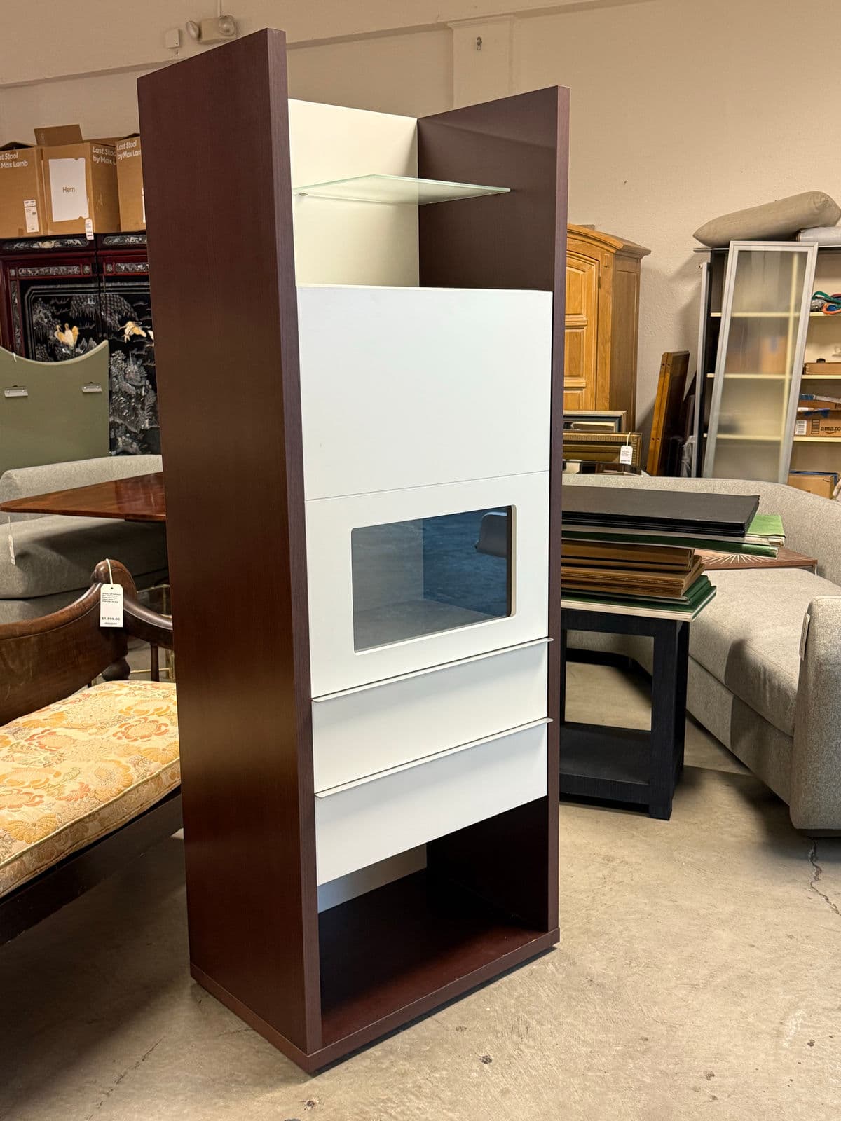 Custom Design Dark Brown + White Laminate Cabinet - Thumbnail 4
