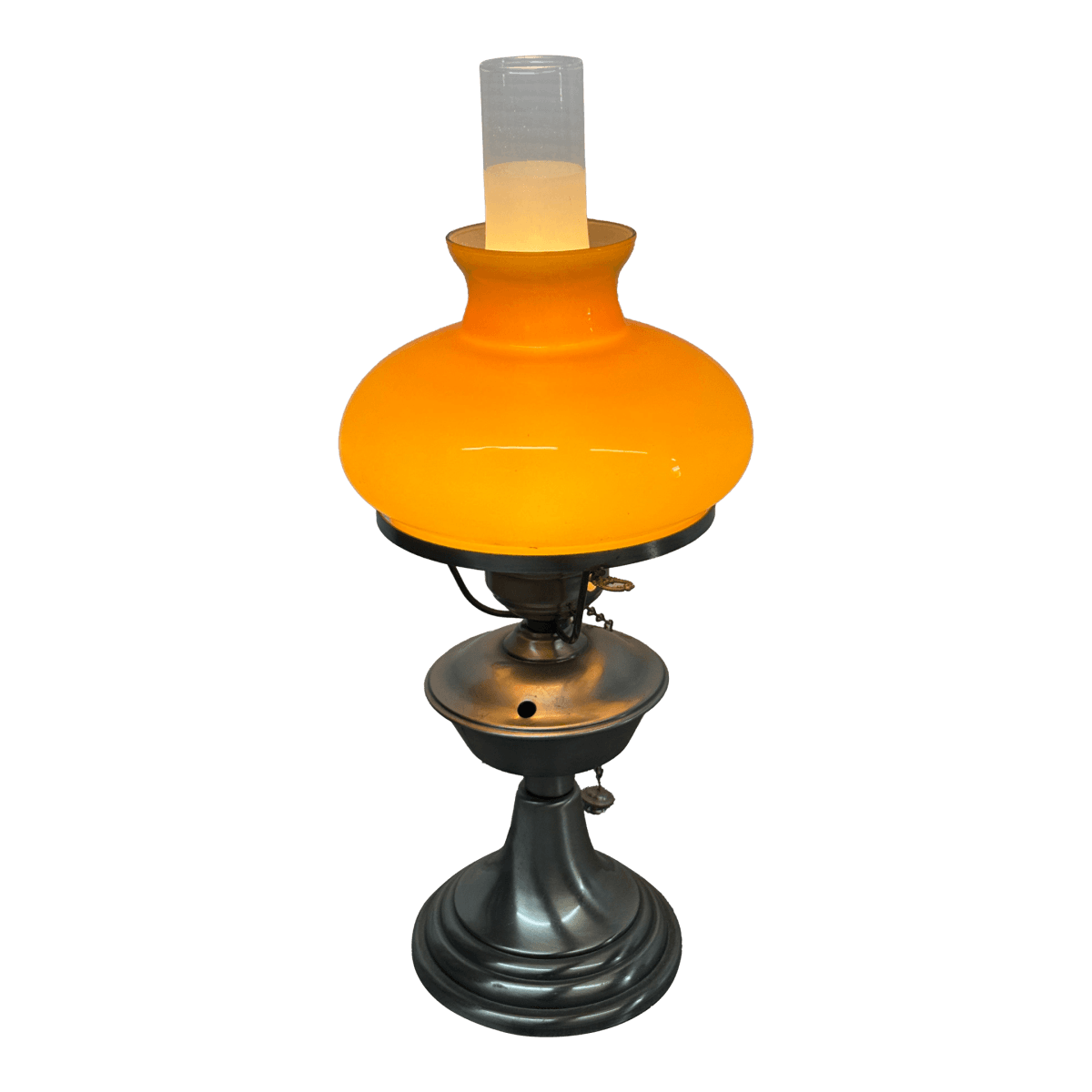 Vintage Style Metal Table Lamp + Glass Chimney Shade - Thumbnail 2