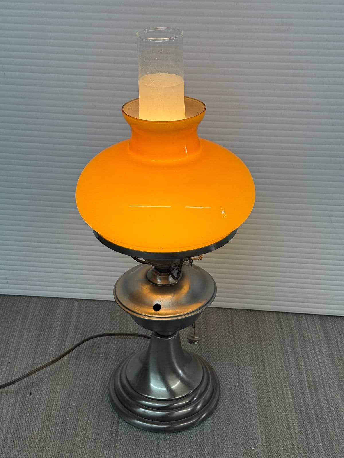 Vintage Style Metal Table Lamp + Glass Chimney Shade - Thumbnail 3