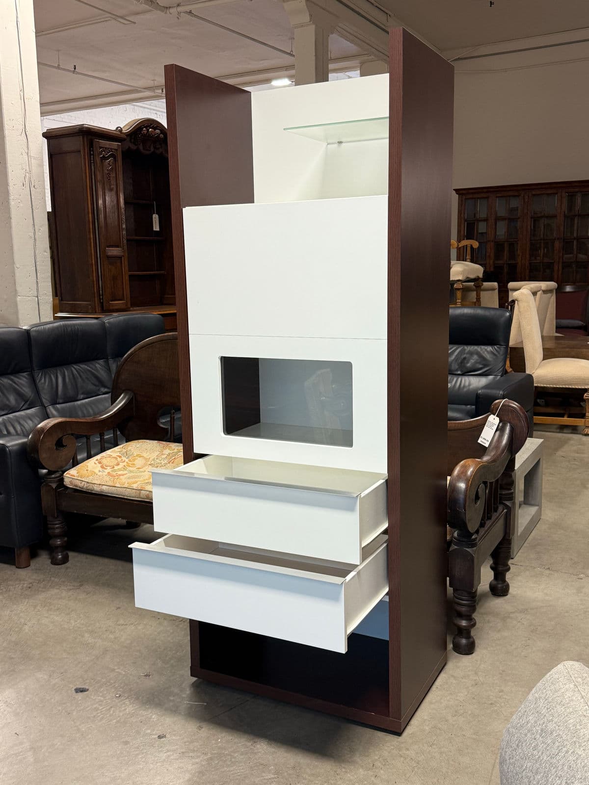 Custom Design Dark Brown + White Laminate Cabinet - Thumbnail 5
