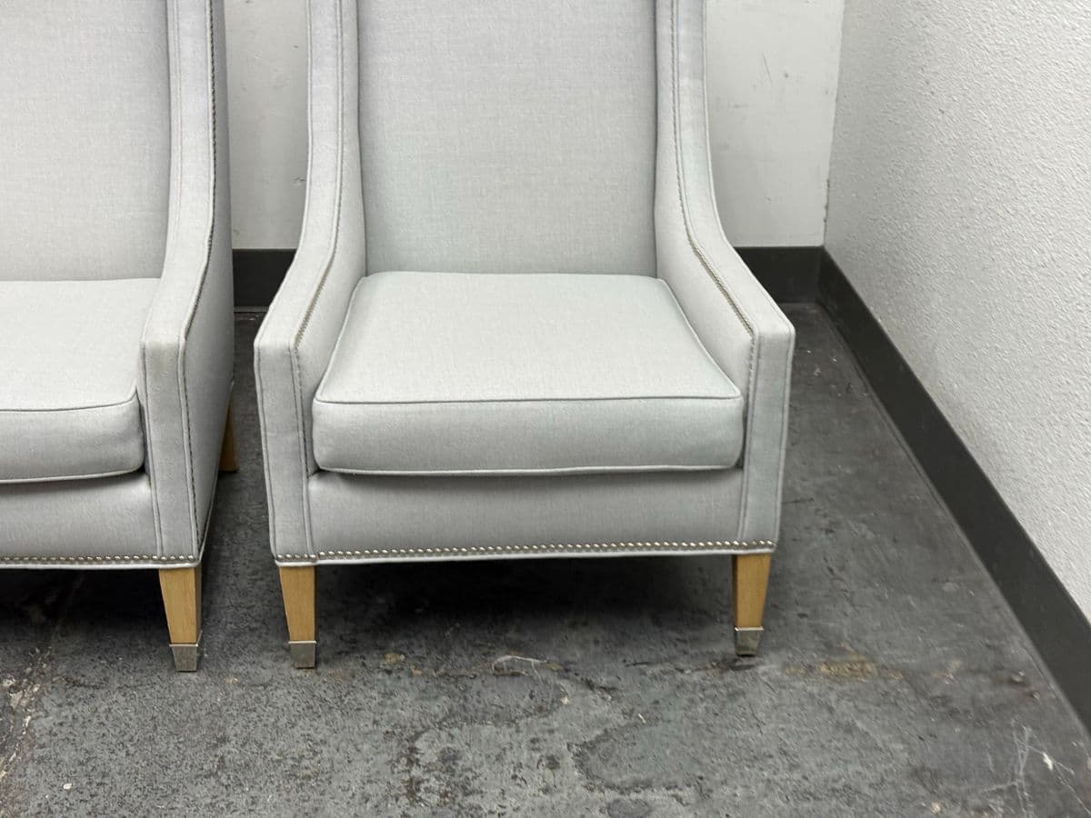 Custom Kravet Contemporary Slope Arm Chairs, Pair - Thumbnail 12