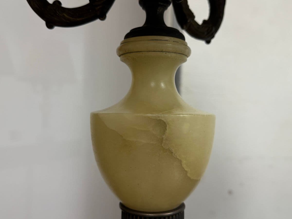 Vintage Alabaster + Bronze Finish Table Lamps, Pair - Thumbnail 10