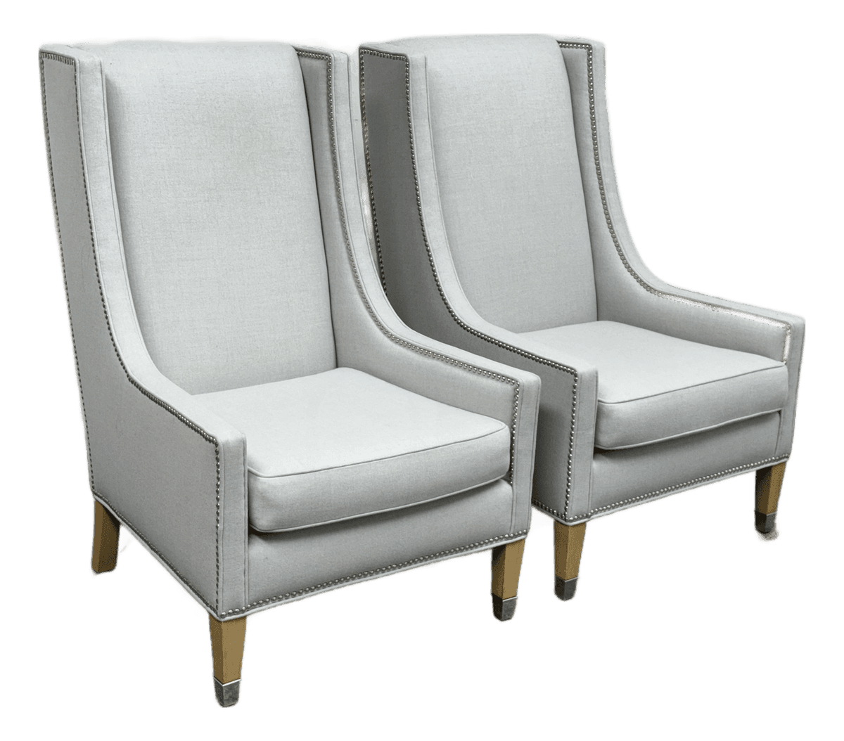Custom Kravet Contemporary Slope Arm Chairs, Pair - Thumbnail 2