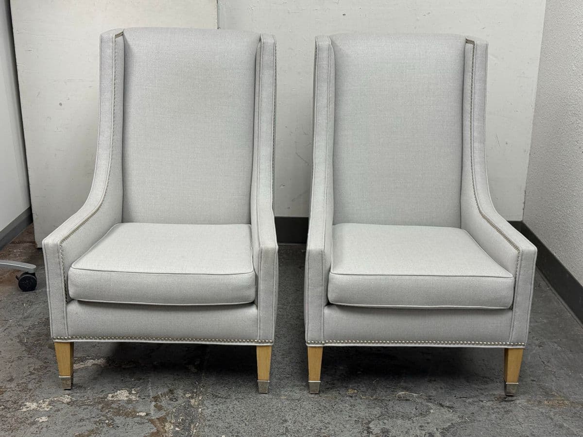 Custom Kravet Contemporary Slope Arm Chairs, Pair - Thumbnail 11