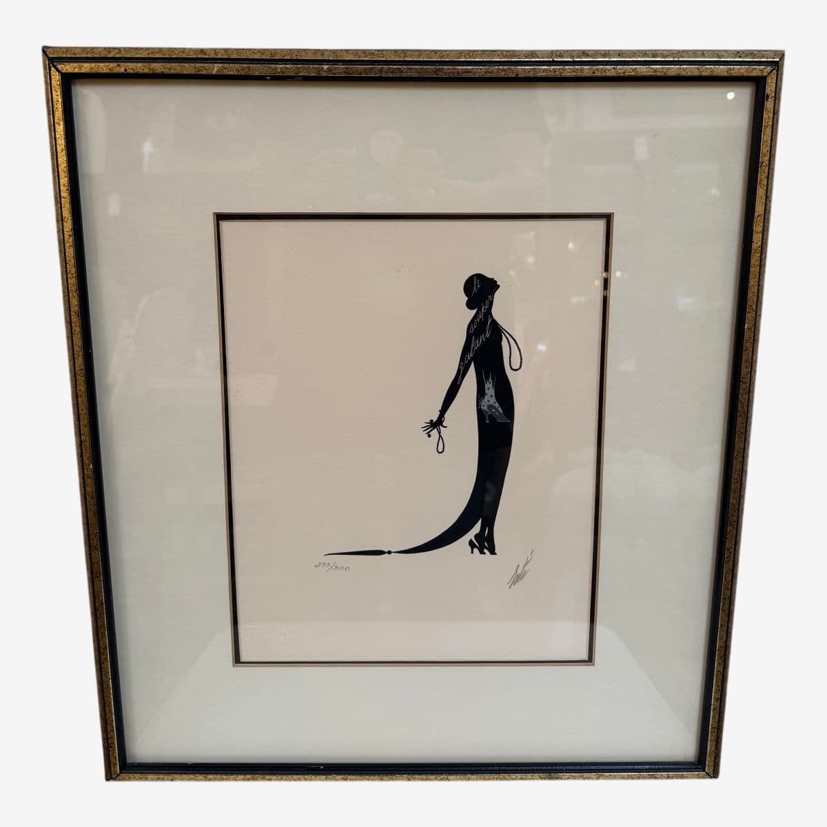 Circa 1975 Erté "The Kiss"Signed Serigraph 293 of 300, Framed - Image 1