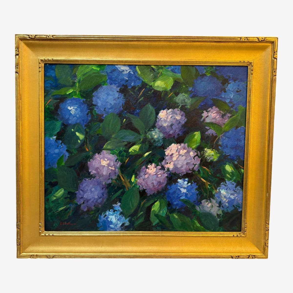 Gary David Hoffman "Hydrangeas" Oil Painting, Framed - Image 1