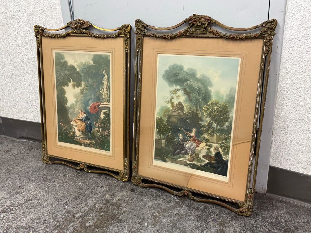 Antique Jean-Honore Fragonard's the Progress of Love Series Art Prints, Pair - Thumbnail 3