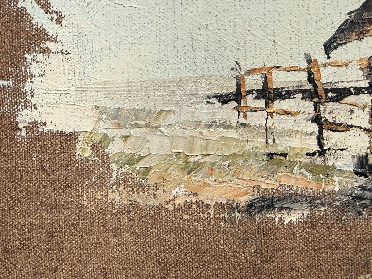 Artist Lace Framed Rustic Barn Painting, Circa 1963 - Thumbnail 9