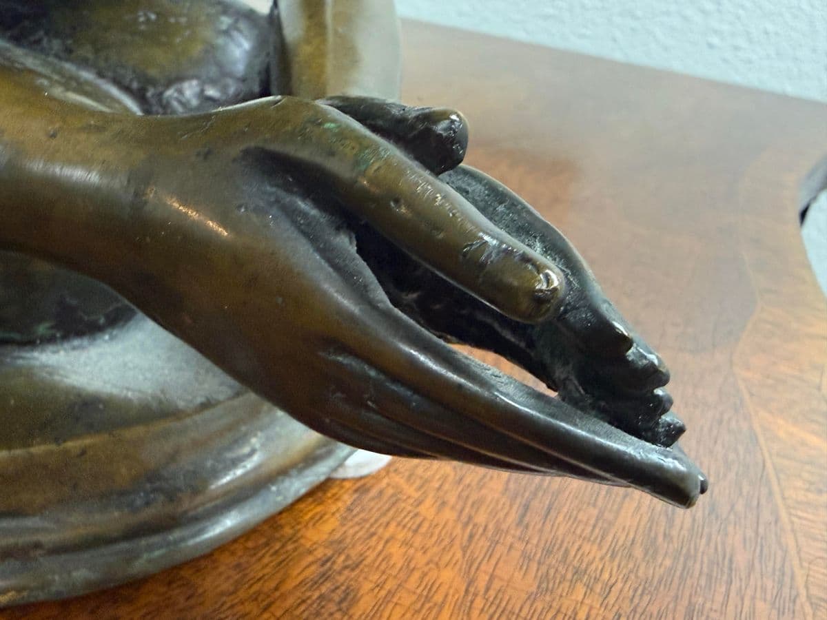 Mid 20th Century Bronze Burmese Monk Statues, Pair - Thumbnail 10