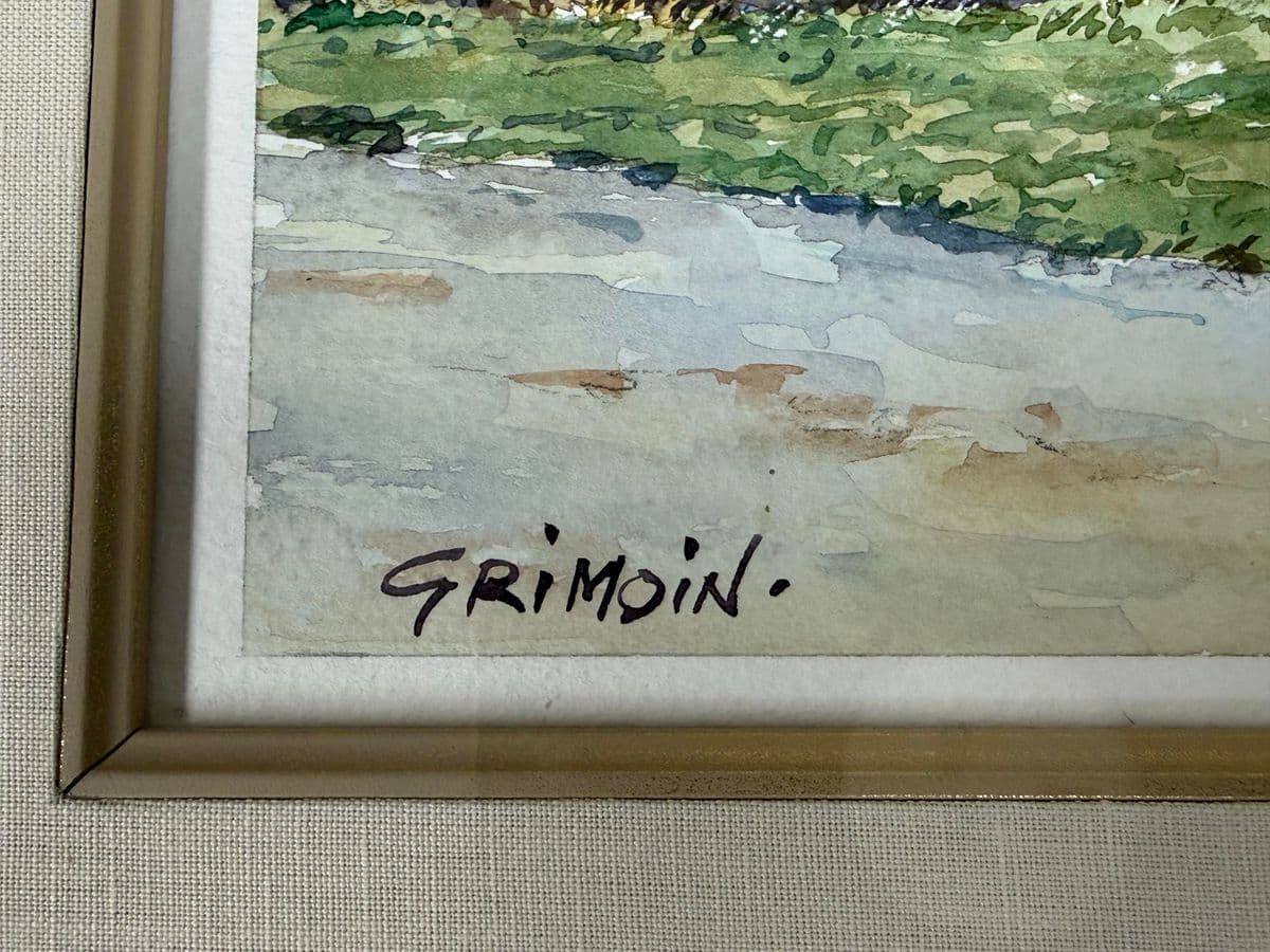 Circa 1997 Gilles Grimoin Original "Moulin Saint Michel" Watercolor, Framed - Thumbnail 12