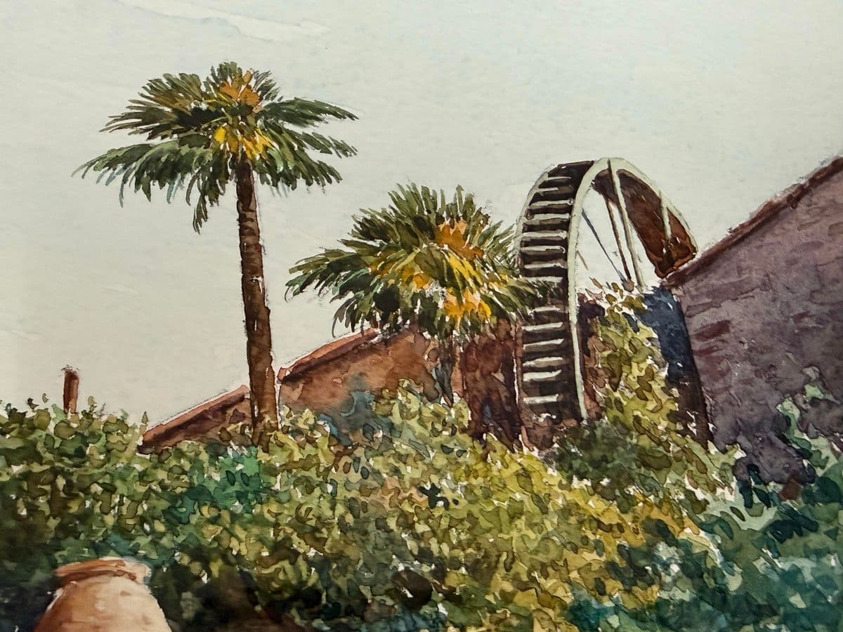 Circa 1997 Gilles Grimoin Original "Moulin Saint Michel" Watercolor, Framed - Thumbnail 9