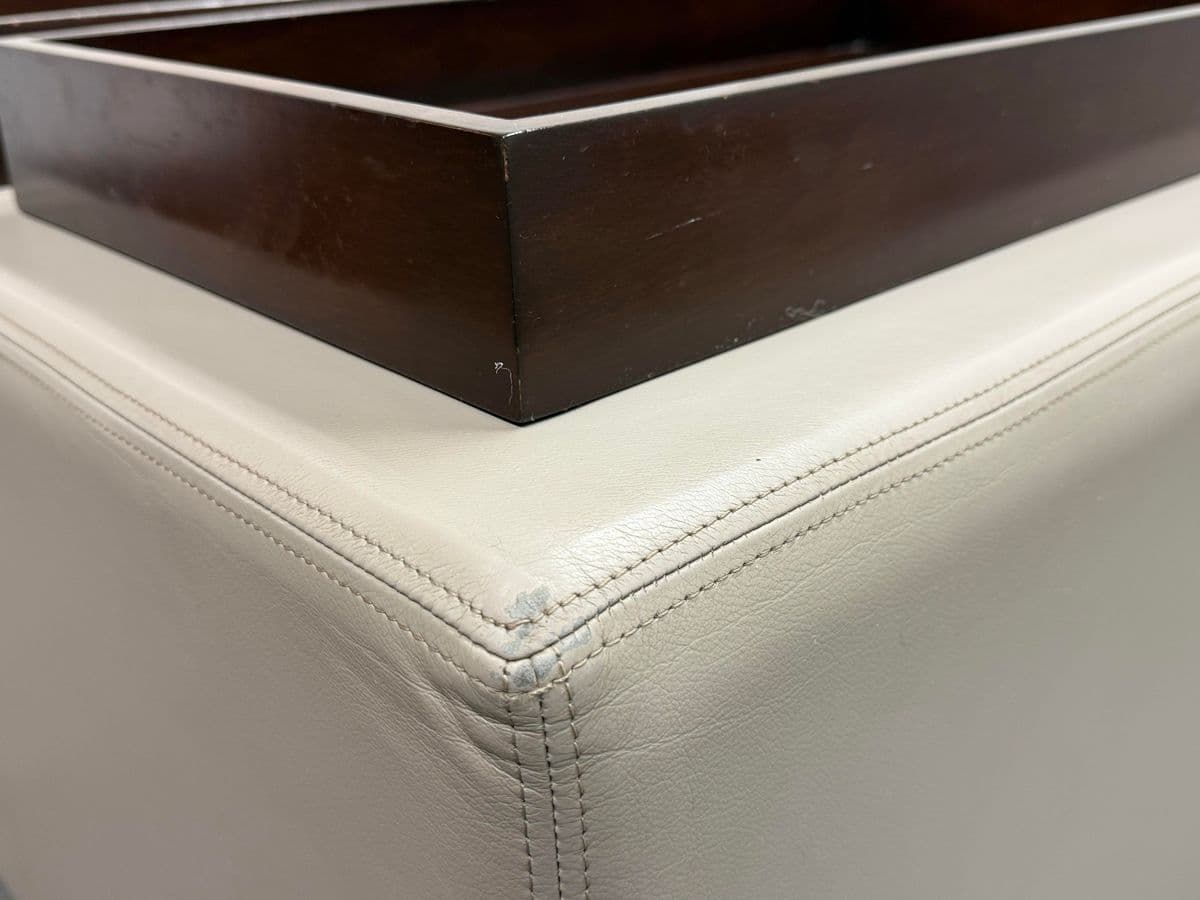 Plantation Home Leather Ottoman + Two Trays - Thumbnail 11