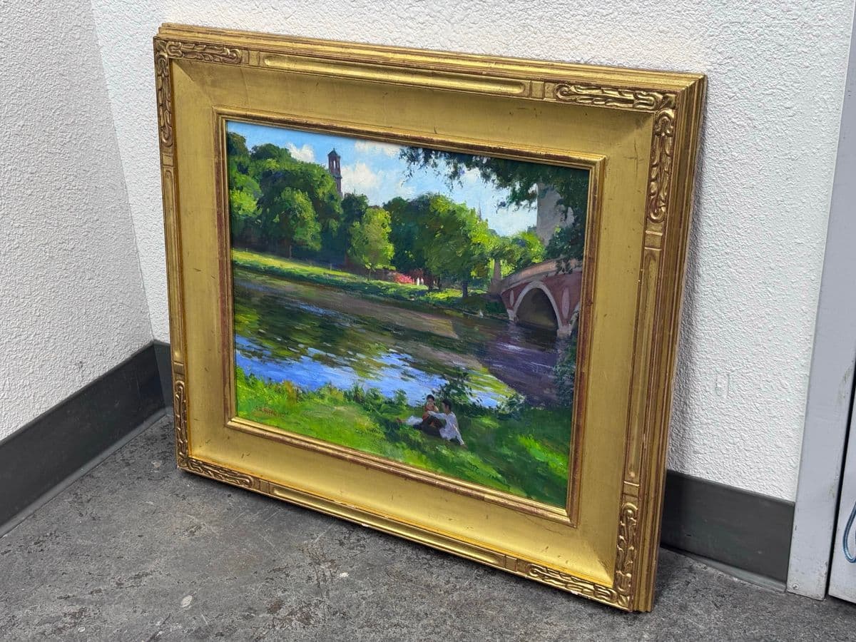 Circa 2002 Gary David Hoffmann "By the Charles River" Oil on Canvas, Framed - Thumbnail 9