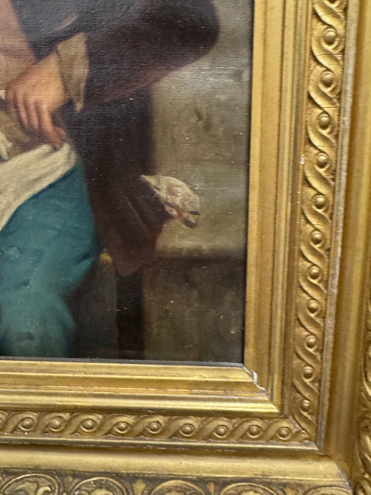 Antique Alessandro Sani Style Grandfather + Grandson Framed Painting - Thumbnail 11