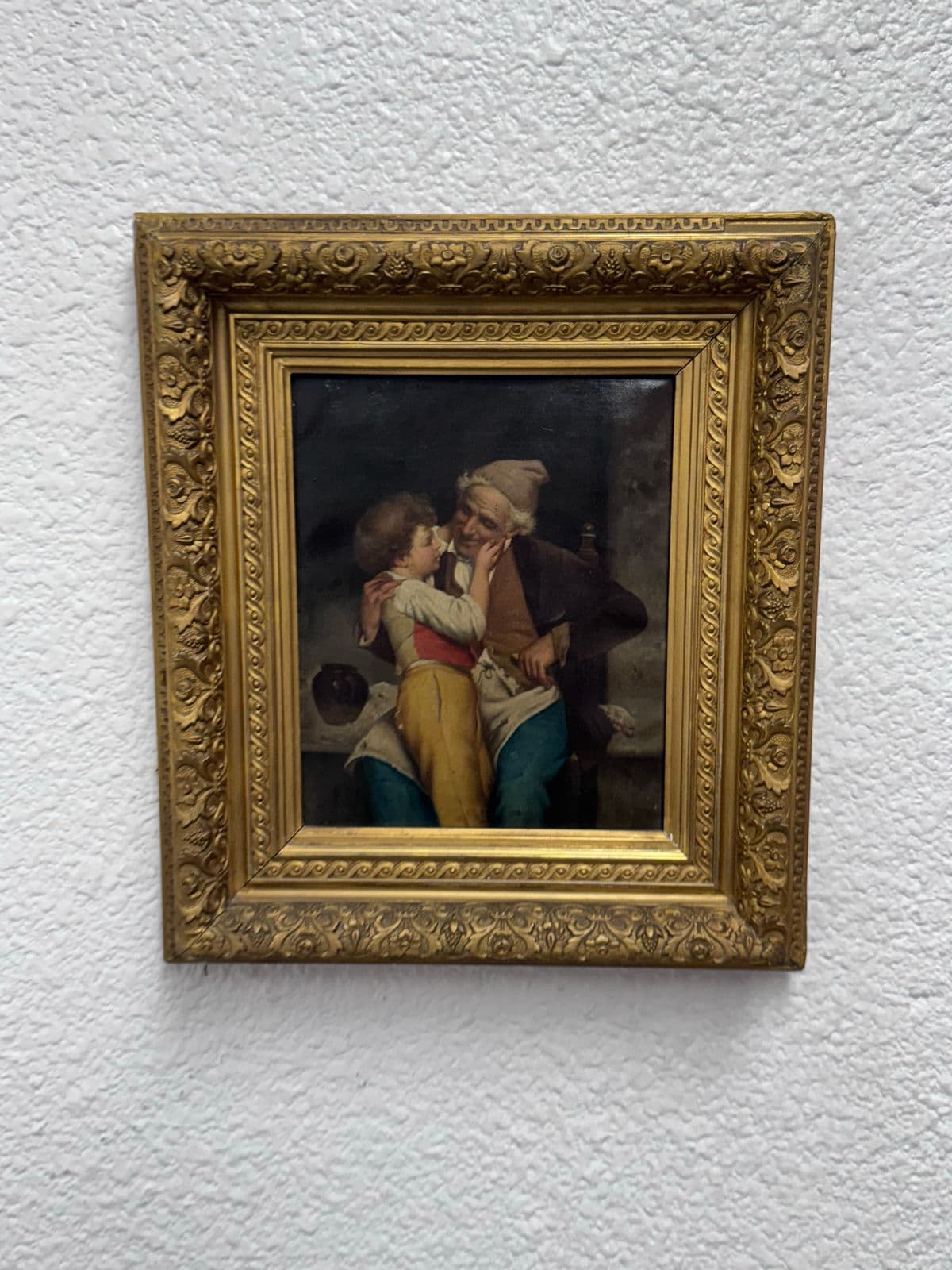 Antique Alessandro Sani Style Grandfather + Grandson Framed Painting - Thumbnail 6