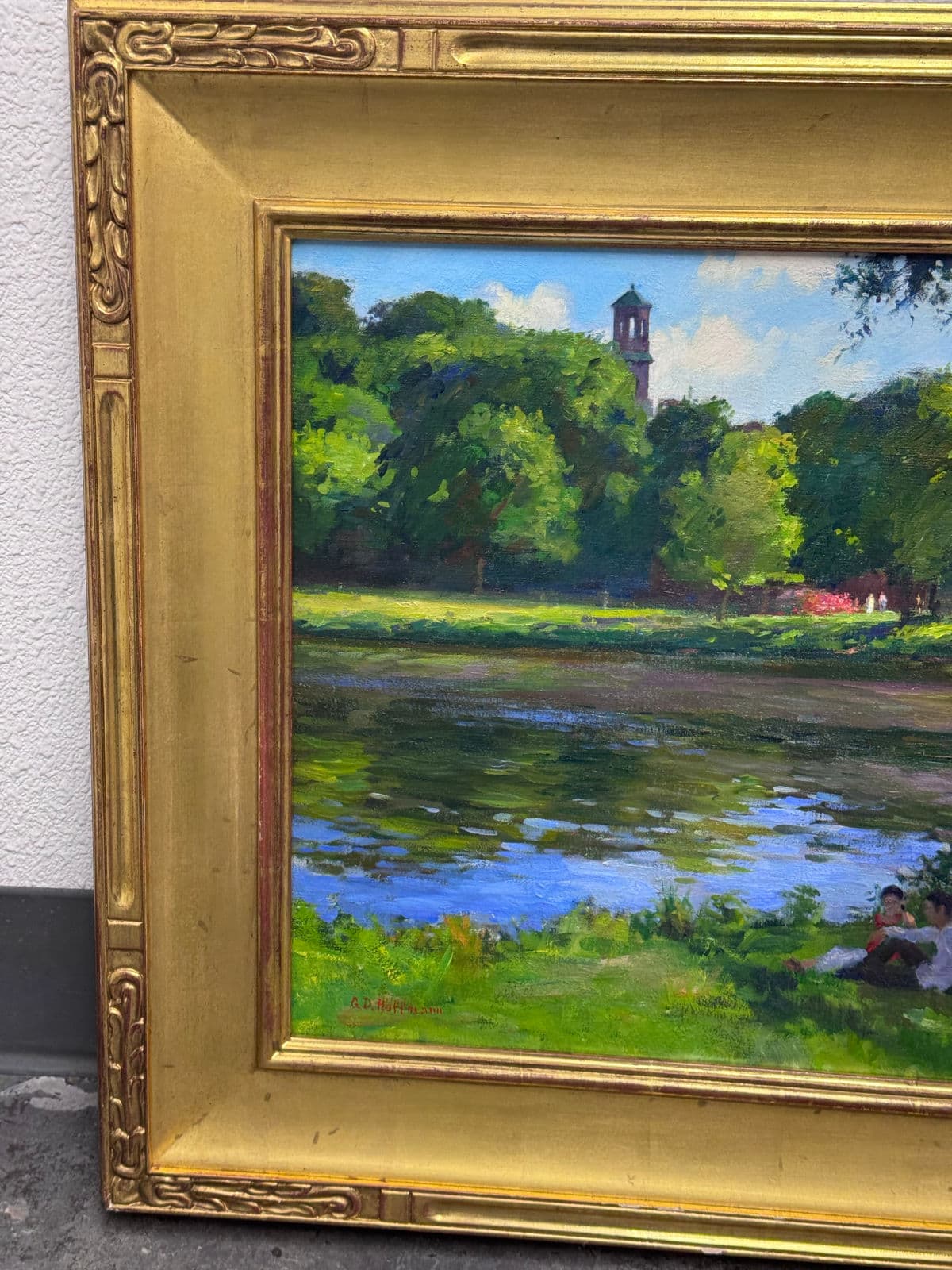 Circa 2002 Gary David Hoffmann "By the Charles River" Oil on Canvas, Framed - Thumbnail 10