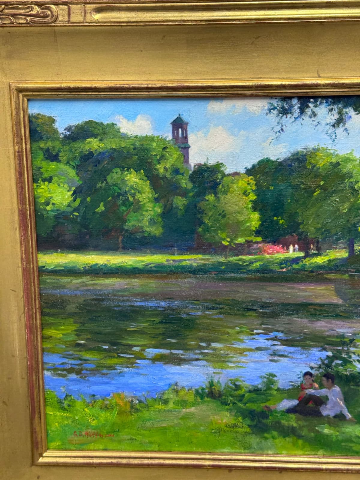 Circa 2002 Gary David Hoffmann "By the Charles River" Oil on Canvas, Framed - Thumbnail 8