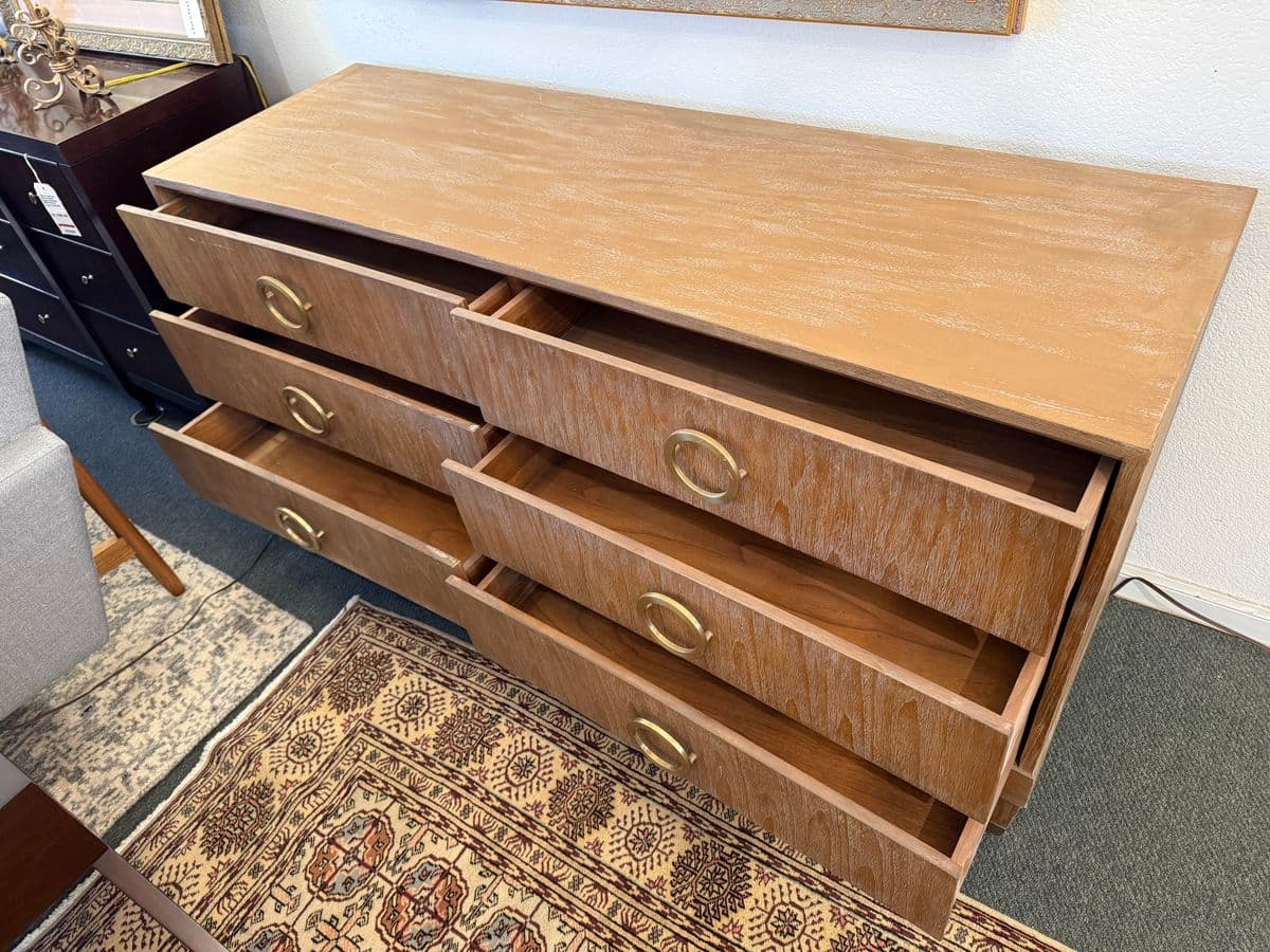 Brownstone Atherton Cerused Teak Six Drawer Dresser - Thumbnail 4