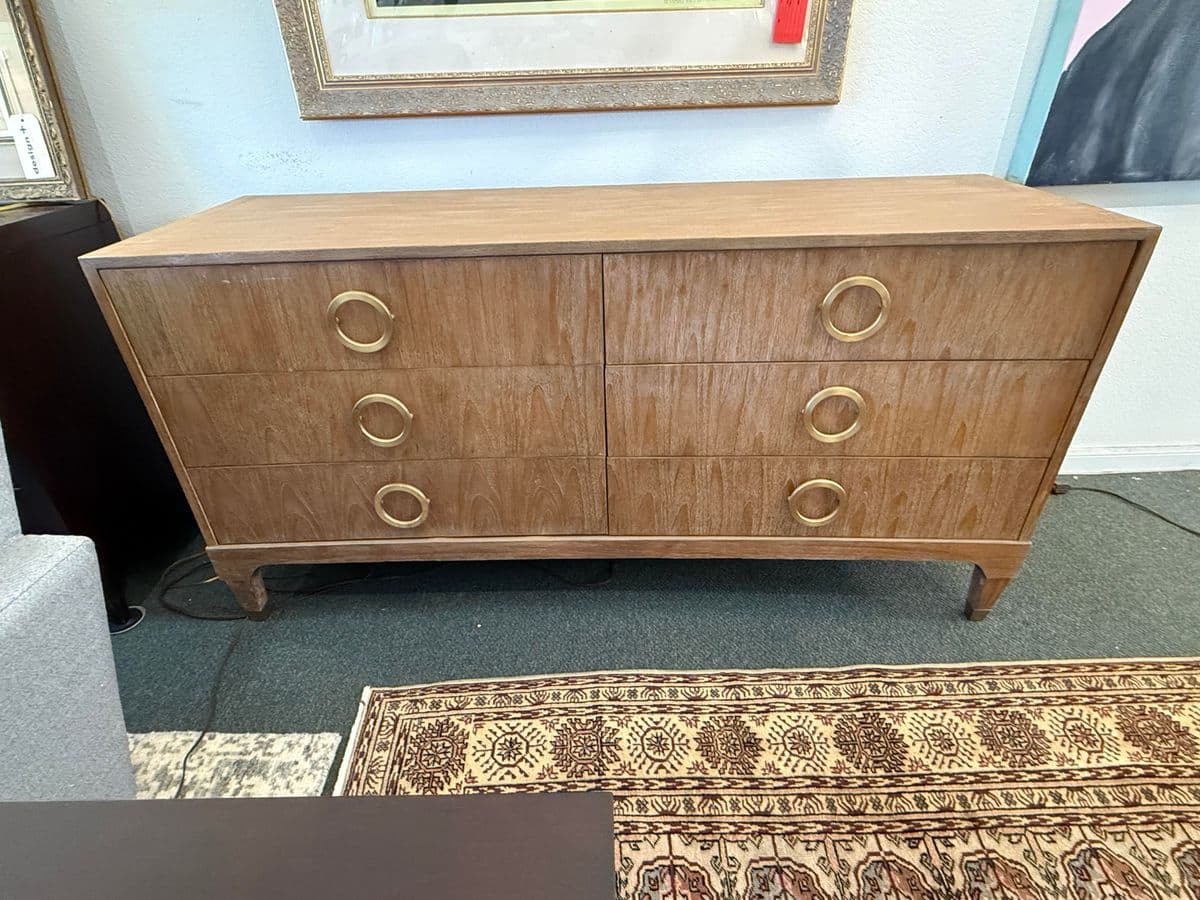 Brownstone Atherton Cerused Teak Six Drawer Dresser - Thumbnail 3