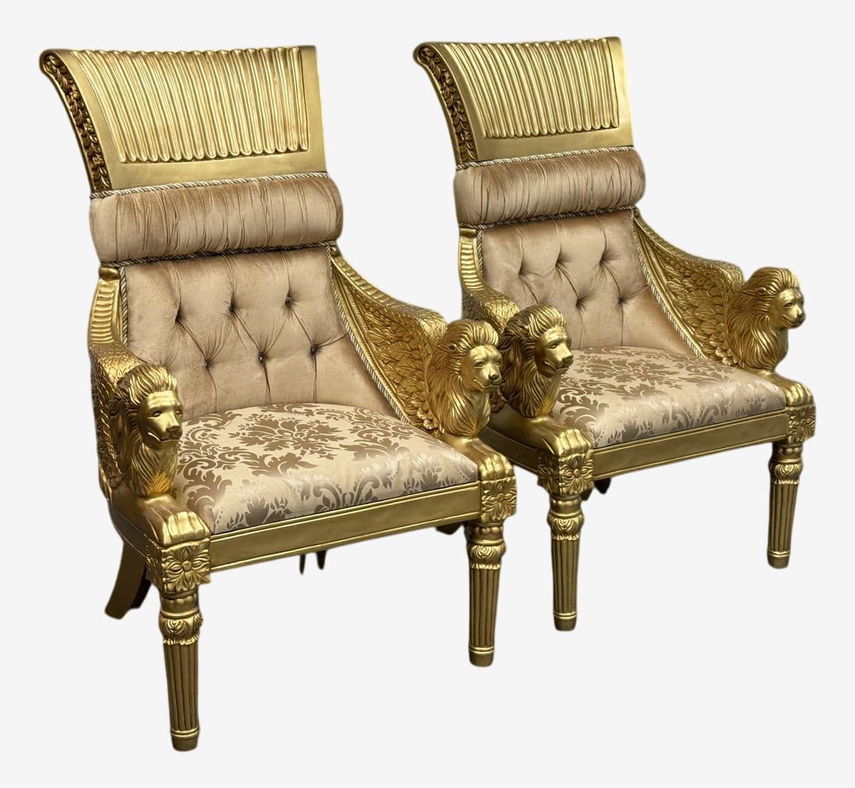 Homey Design Opulent Lion Head + Winged Arm Chairs, Pair - Image 1