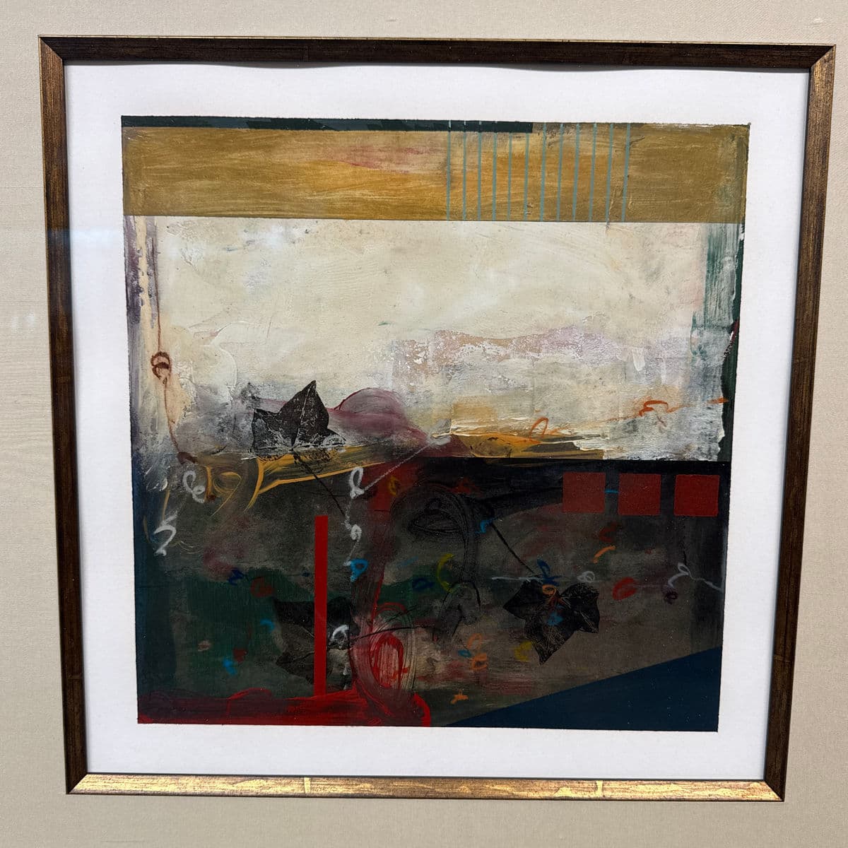 Abstract Mixed Media Art Work, Framed With Museum Glass - Thumbnail 3
