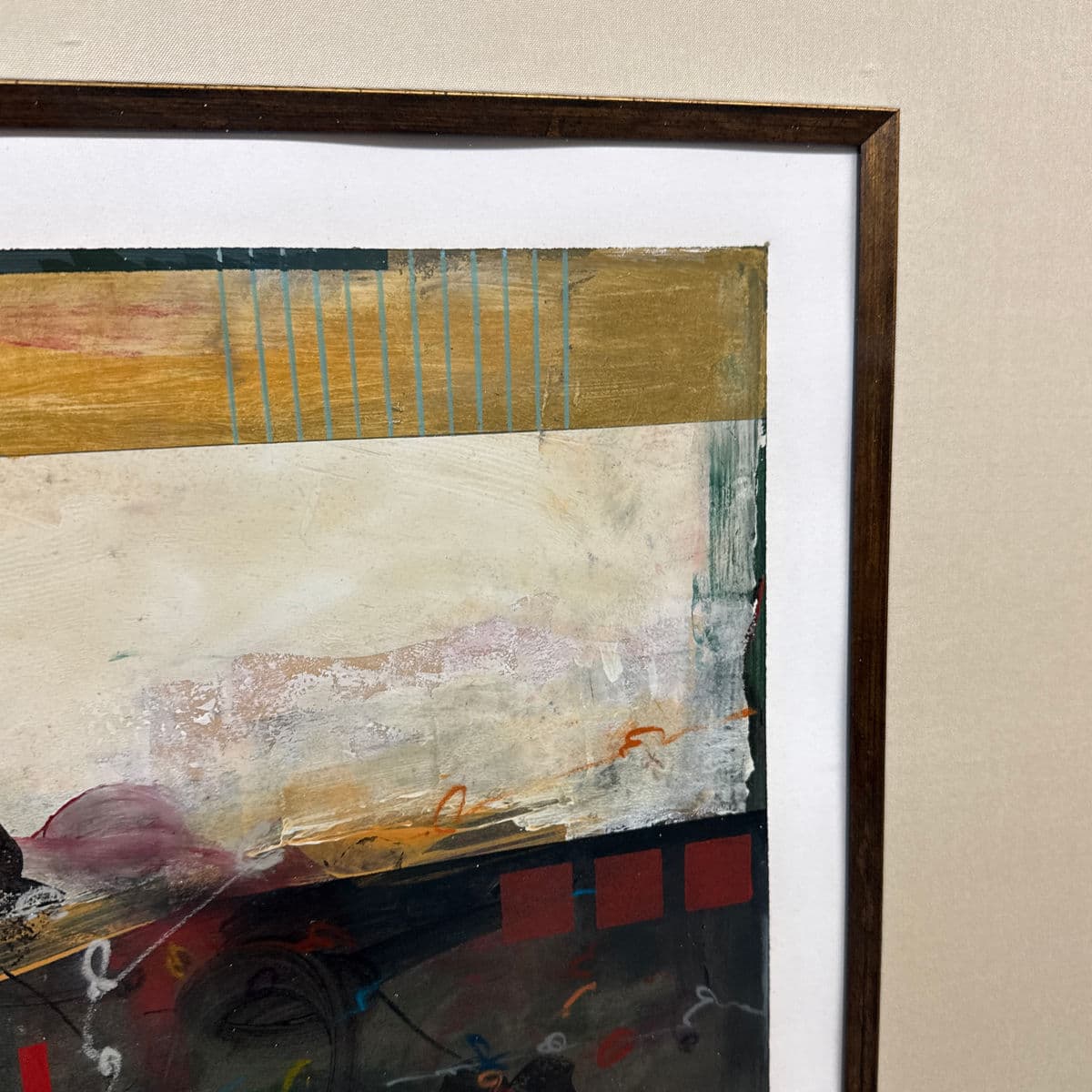 Abstract Mixed Media Art Work, Framed With Museum Glass - Thumbnail 5