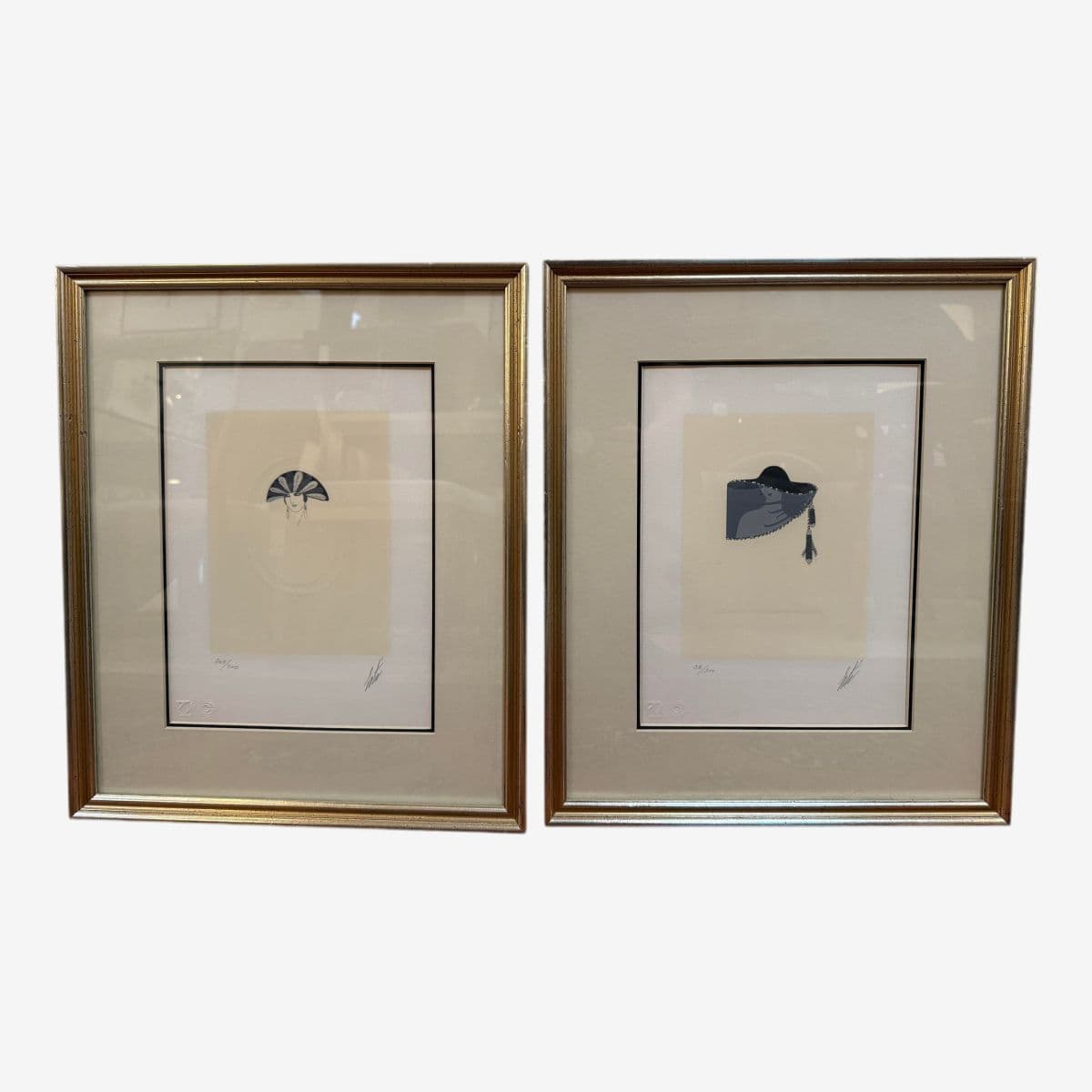 Circa 1975 Erte' Limited Edition Serigraphs "Feathers" 205 of 300 + "Veil" 38 of 300, a Pair - Image 1