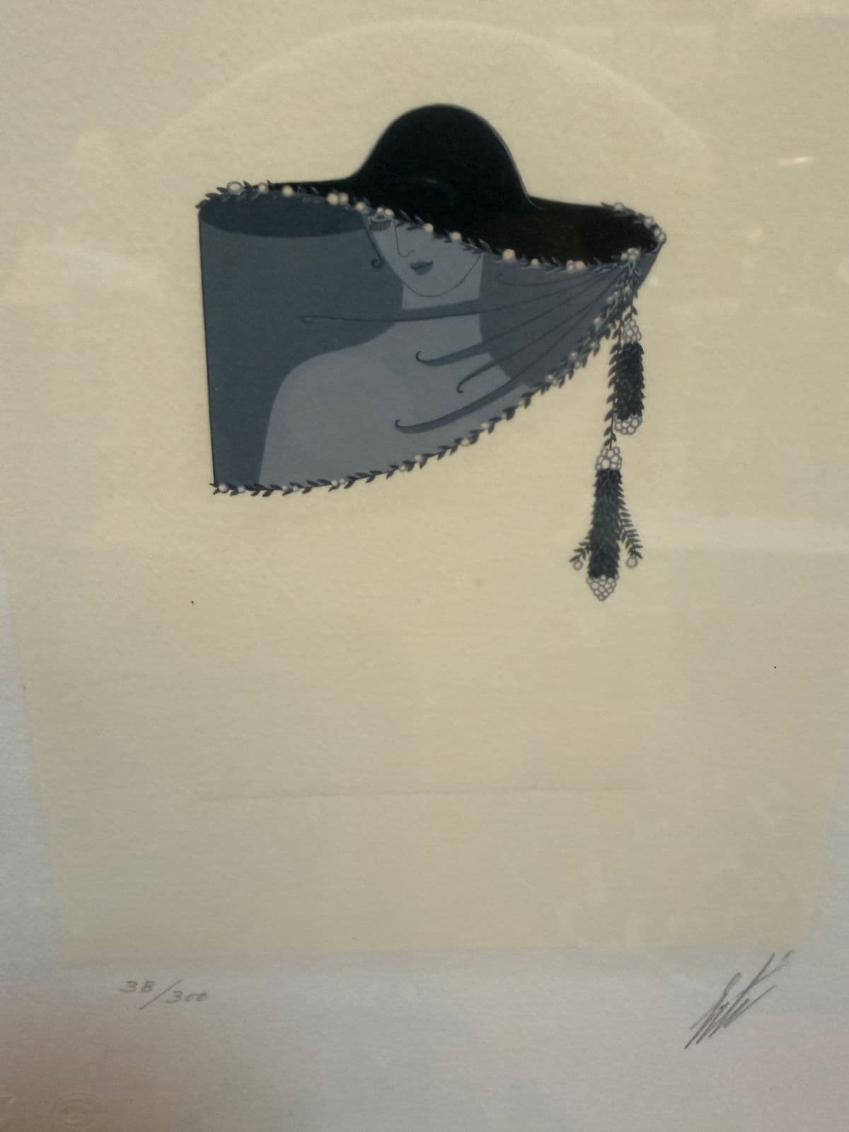 Circa 1975 Erte' Limited Edition Serigraphs "Feathers" 205 of 300 + "Veil" 38 of 300, a Pair - Thumbnail 12