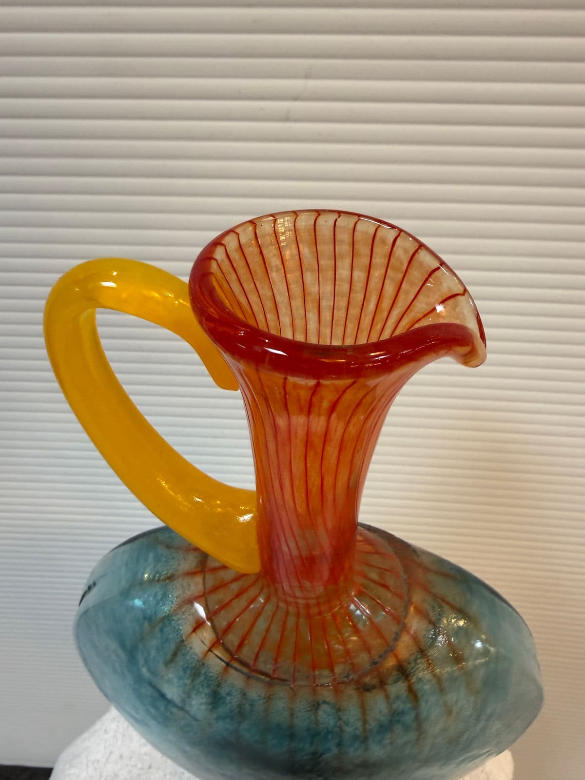 Circa 1989 Kjell Engman for Kosta Boda Bon Bon Art Glass Pitcher + Goblet, Set - Thumbnail 5