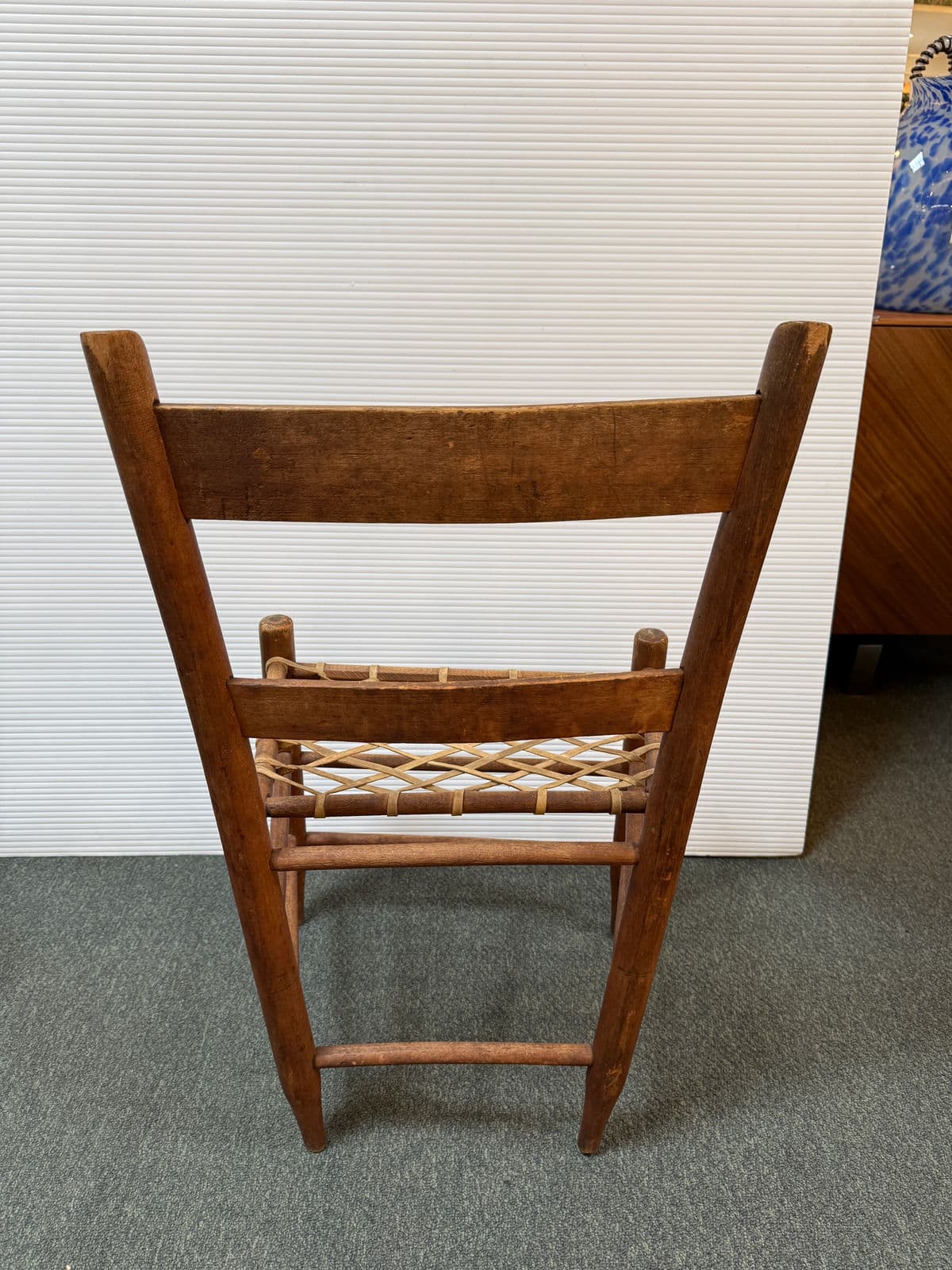 19th Century Antique Ladderback + Rawhide Seat Side Chairs, Set of 3 - Thumbnail 6