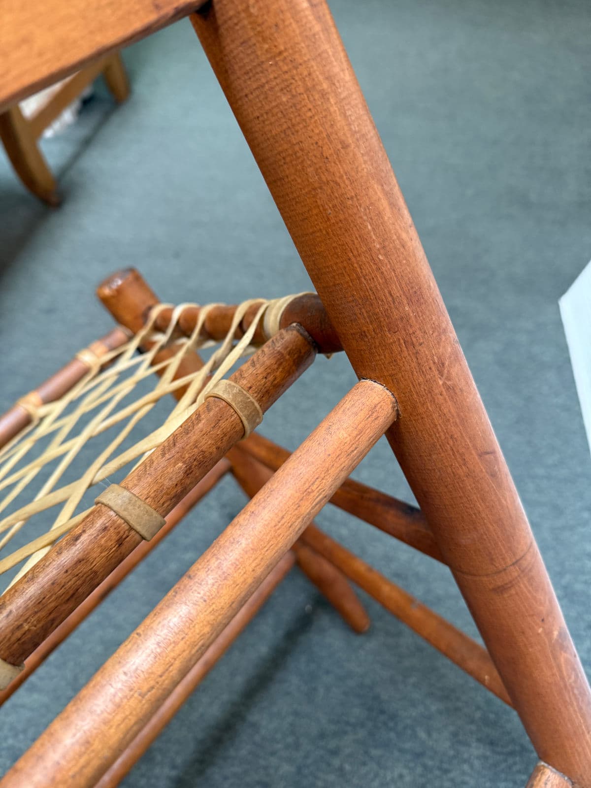 19th Century Antique Ladderback + Rawhide Seat Side Chairs, Set of 3 - Thumbnail 8