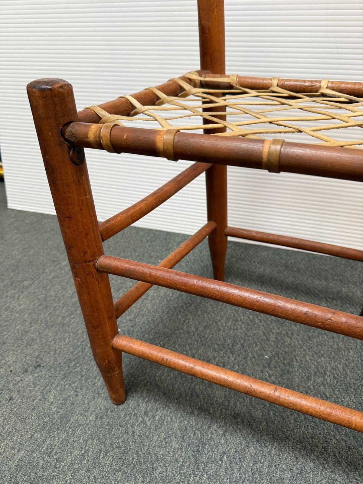 19th Century Antique Ladderback + Rawhide Seat Side Chairs, Set of 3 - Thumbnail 11