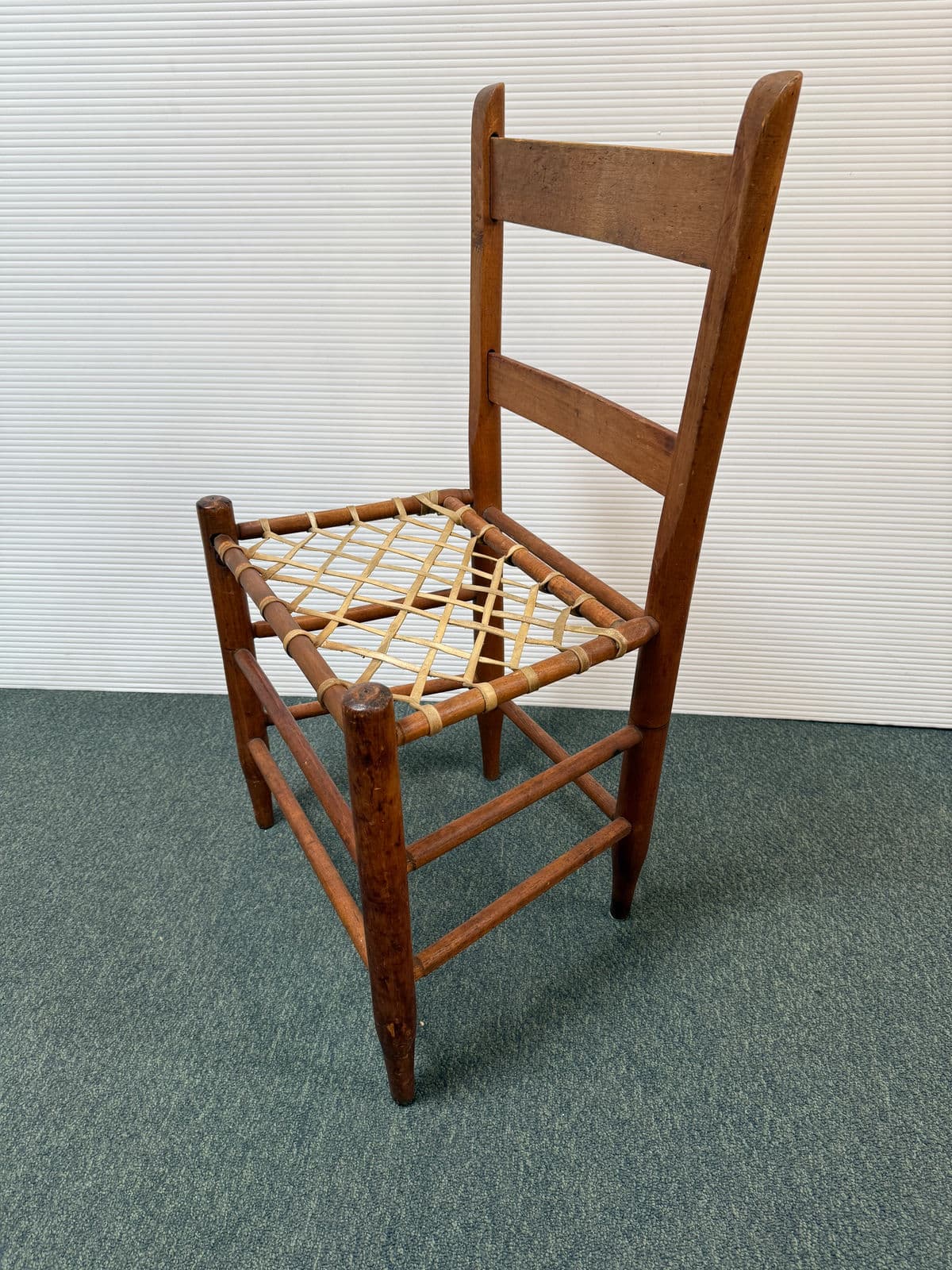 19th Century Antique Ladderback + Rawhide Seat Side Chairs, Set of 3 - Thumbnail 9