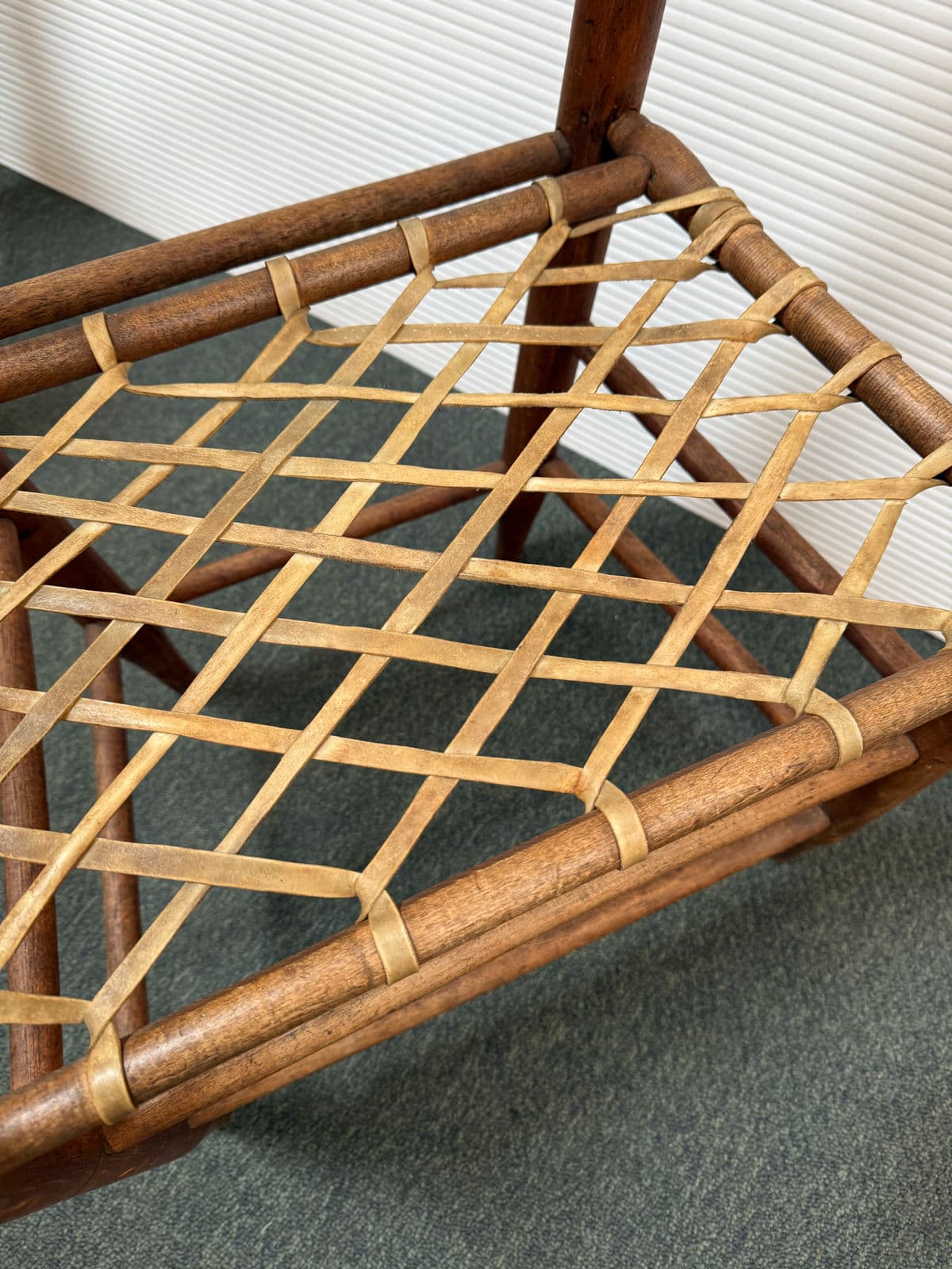 19th Century Antique Ladderback + Rawhide Seat Side Chairs, Set of 3 - Thumbnail 7