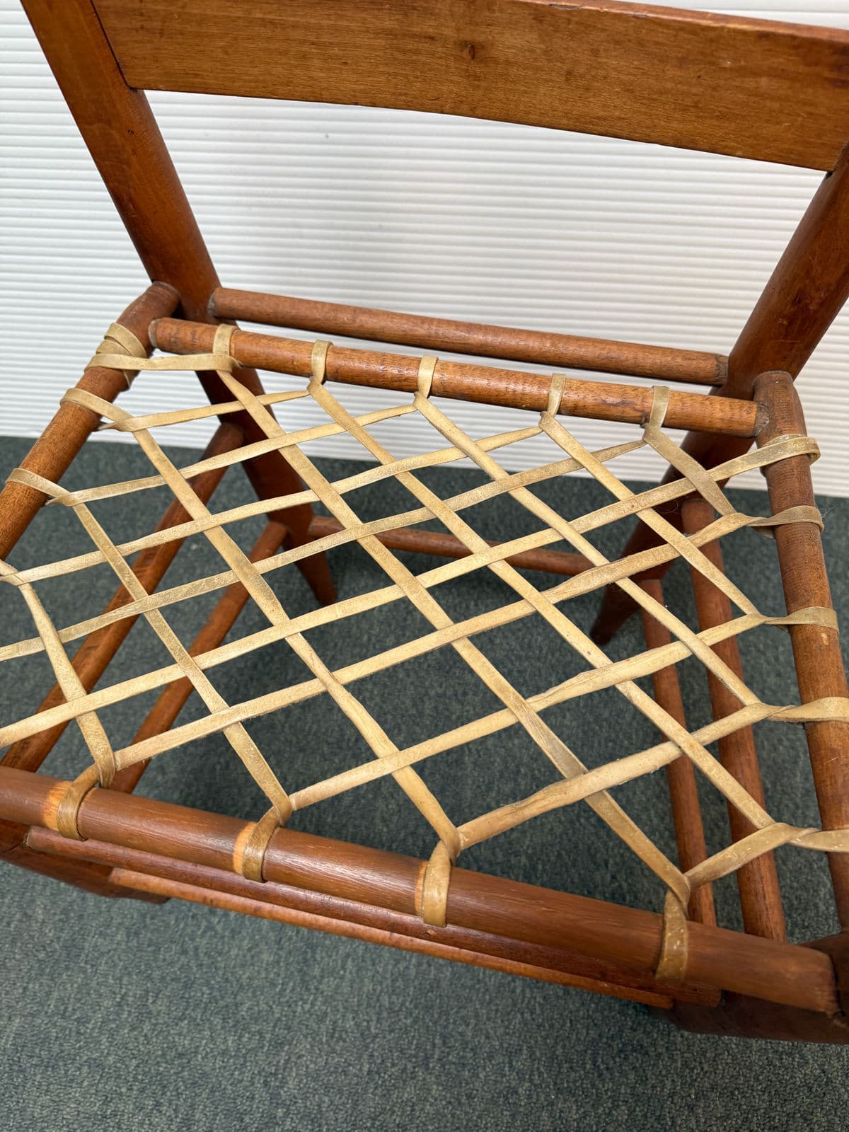 19th Century Antique Ladderback + Rawhide Seat Side Chairs, Set of 3 - Thumbnail 12