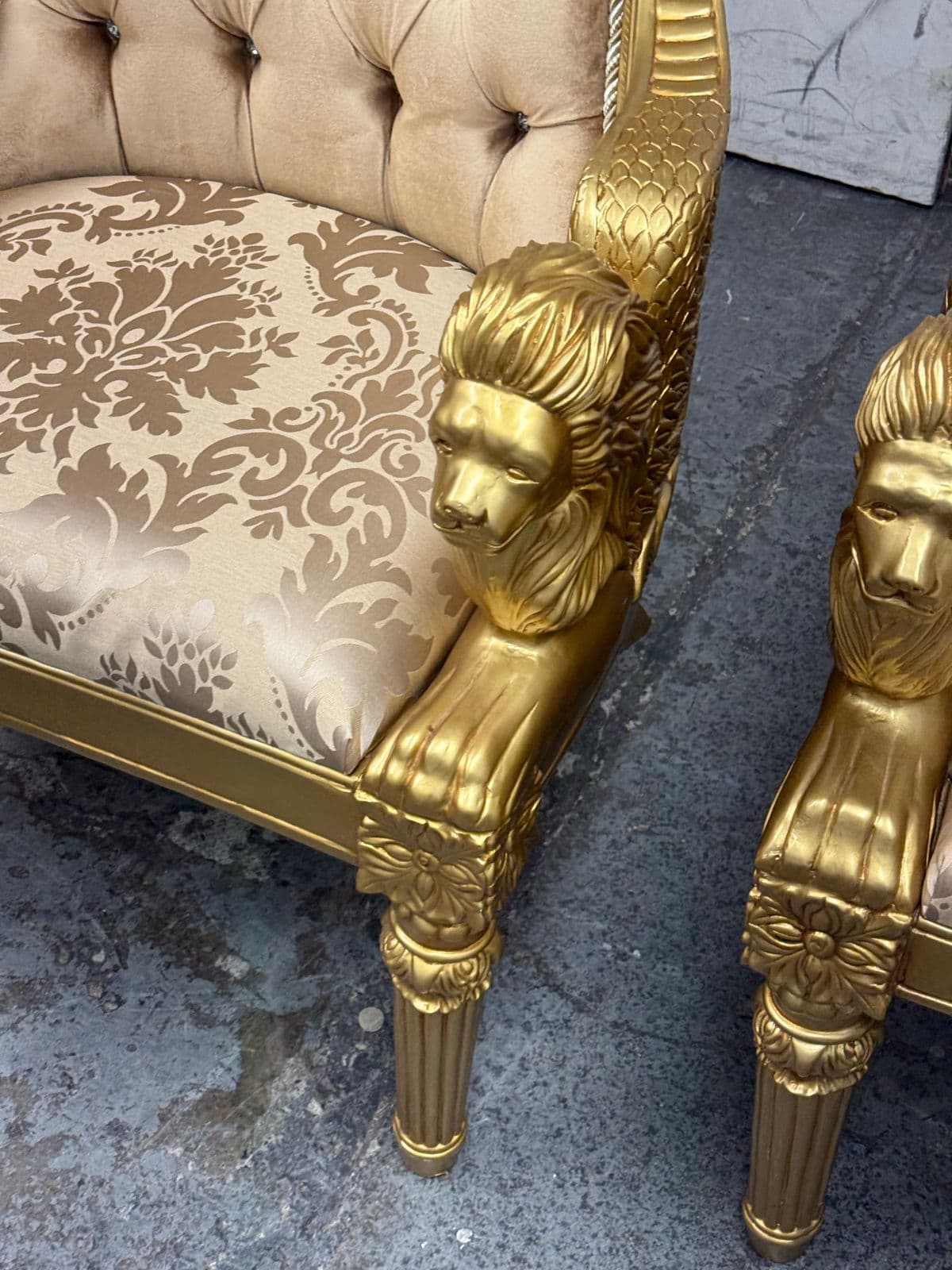 Homey Design Opulent Lion Head + Winged Arm Chairs, Pair - Thumbnail 10