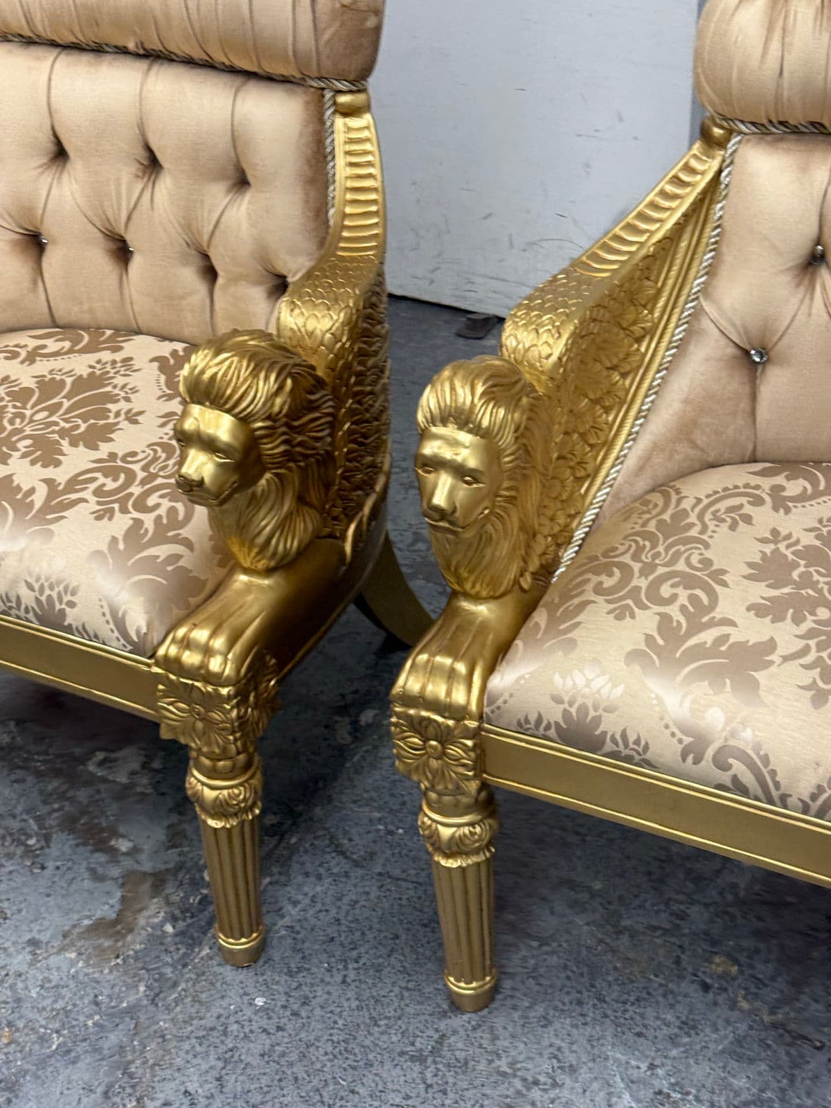Homey Design Opulent Lion Head + Winged Arm Chairs, Pair - Thumbnail 11