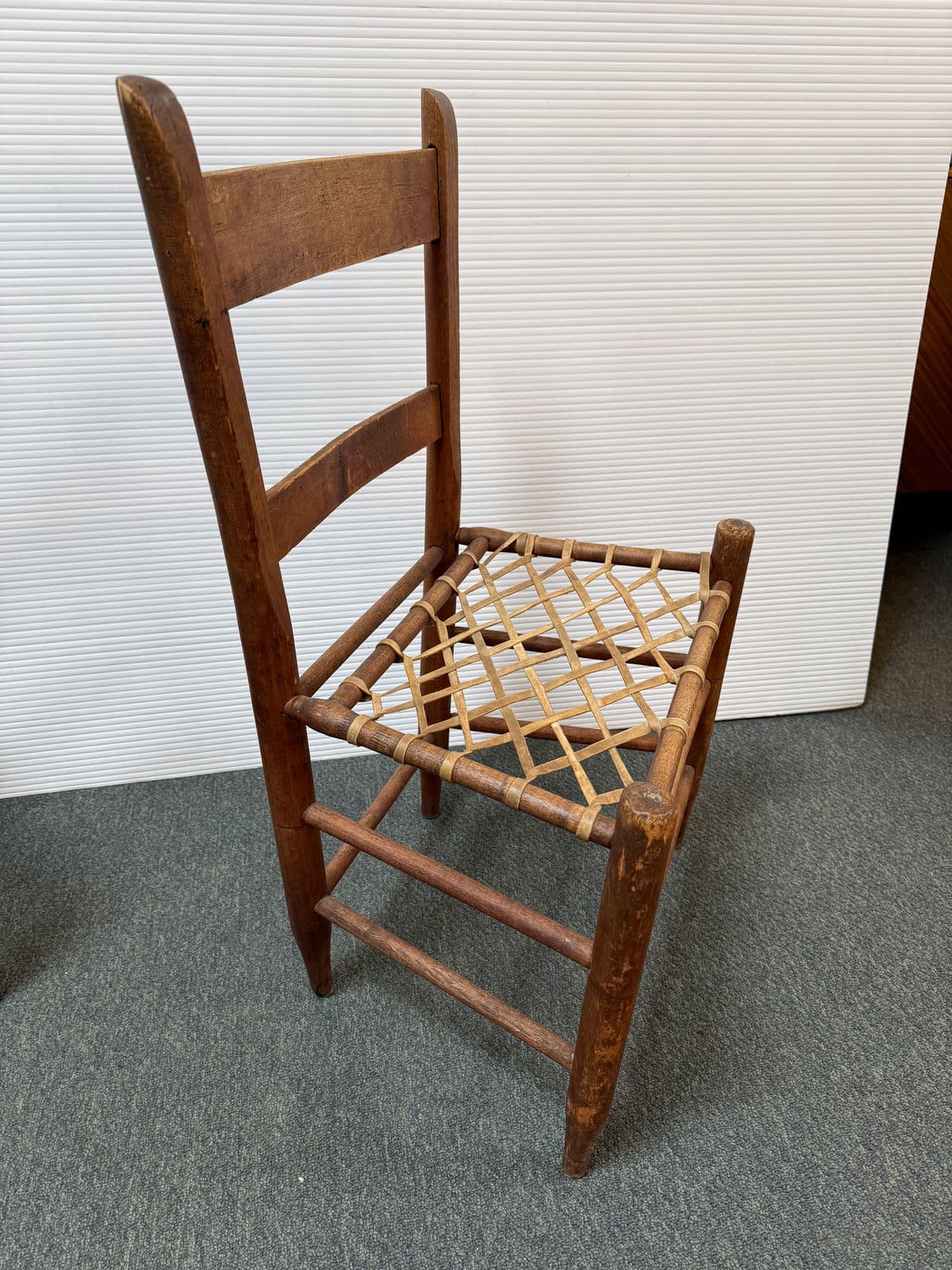 19th Century Antique Ladderback + Rawhide Seat Side Chairs, Set of 3 - Thumbnail 5