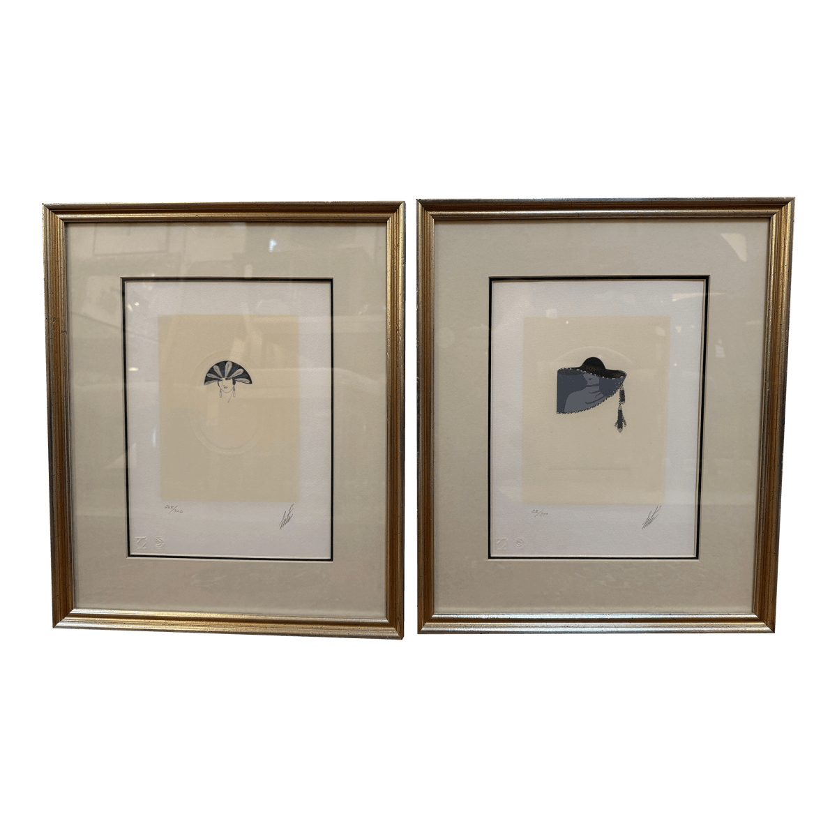 Circa 1975 Erte' Limited Edition Serigraphs "Feathers" 205 of 300 + "Veil" 38 of 300, a Pair - Thumbnail 2