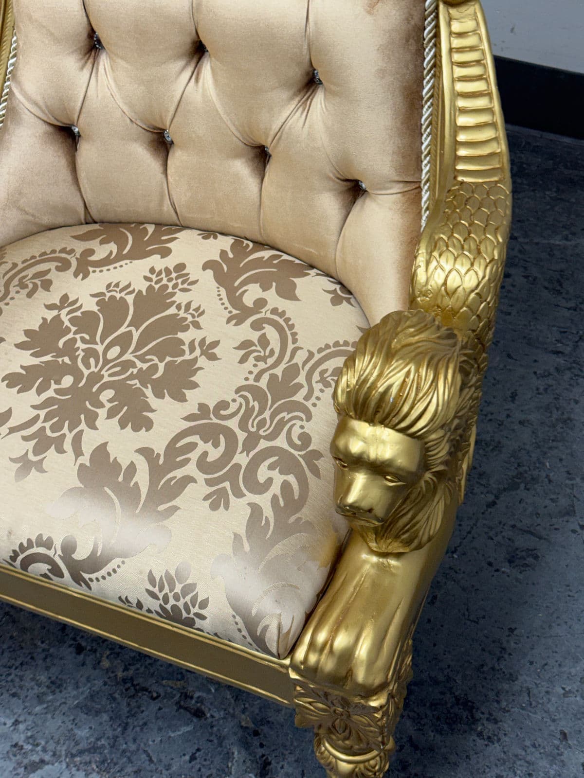 Homey Design Opulent Lion Head + Winged Arm Chairs, Pair - Thumbnail 5