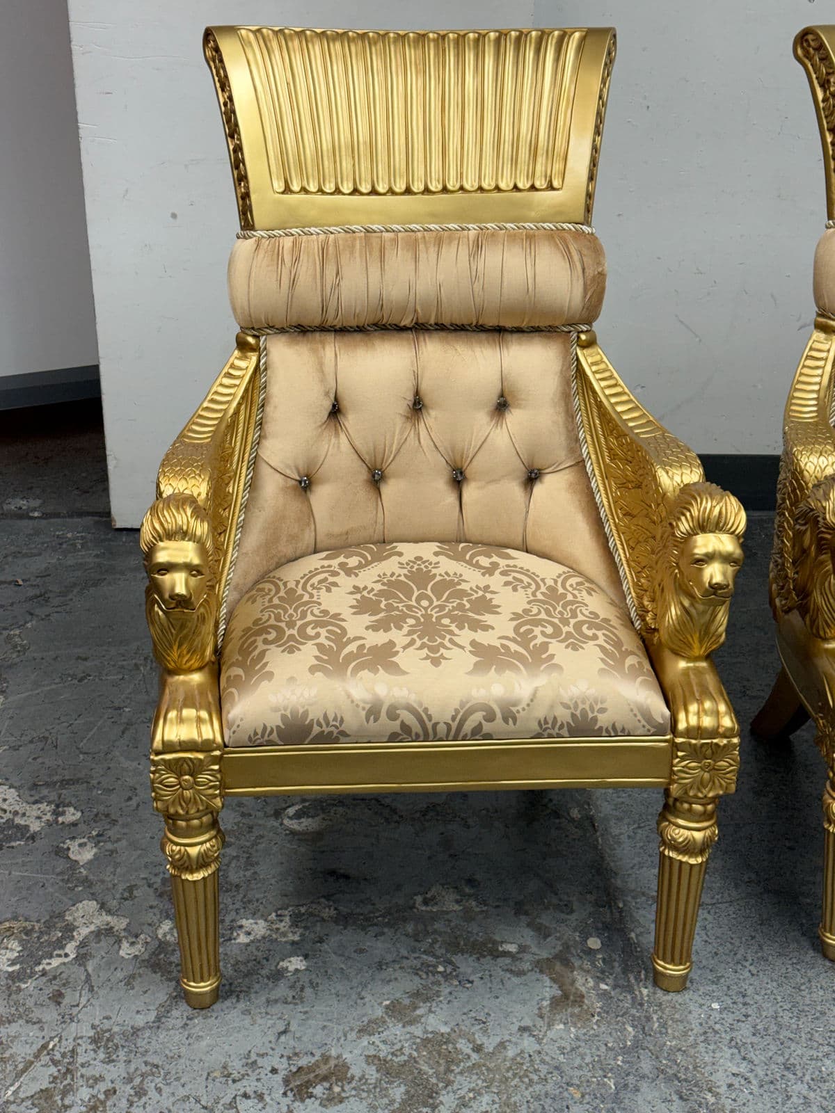 Homey Design Opulent Lion Head + Winged Arm Chairs, Pair - Thumbnail 3