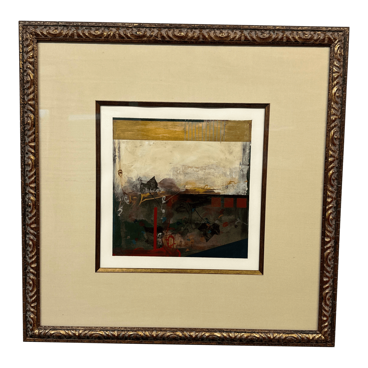 Abstract Mixed Media Art Work, Framed With Museum Glass - Thumbnail 2