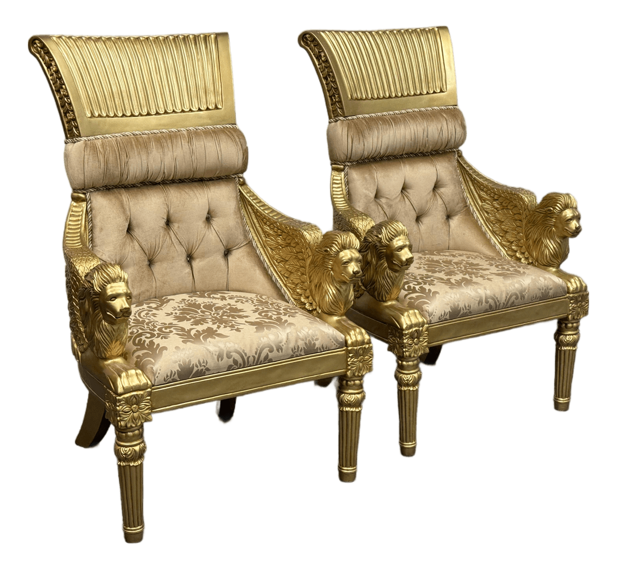 Homey Design Opulent Lion Head + Winged Arm Chairs, Pair - Thumbnail 2